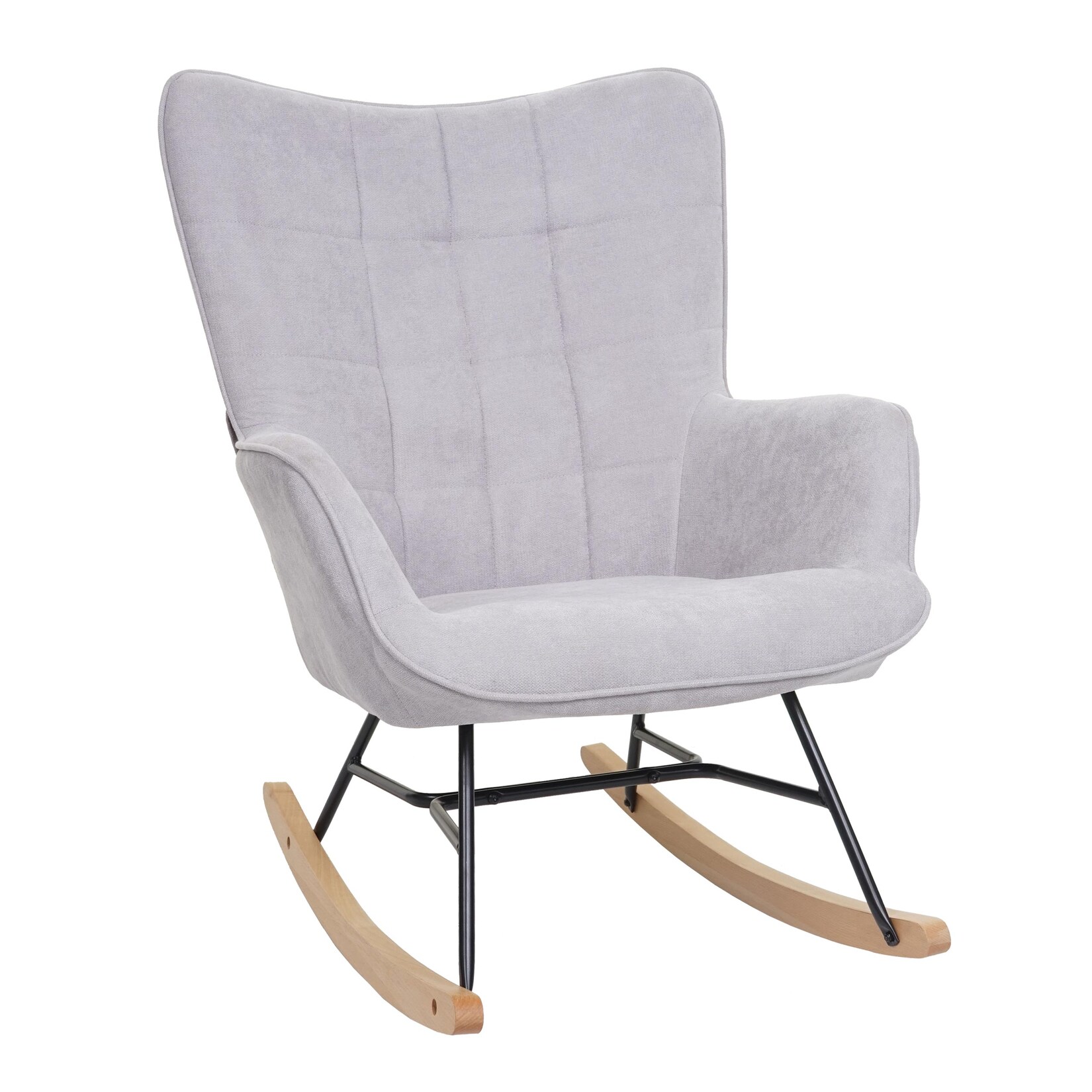 Schaukelstuhl MCW-K36, Schwingstuhl Relaxsessel Fernsehsessel, Stoff/Textil ÖKO-TEX ~ grau | 04057651538716