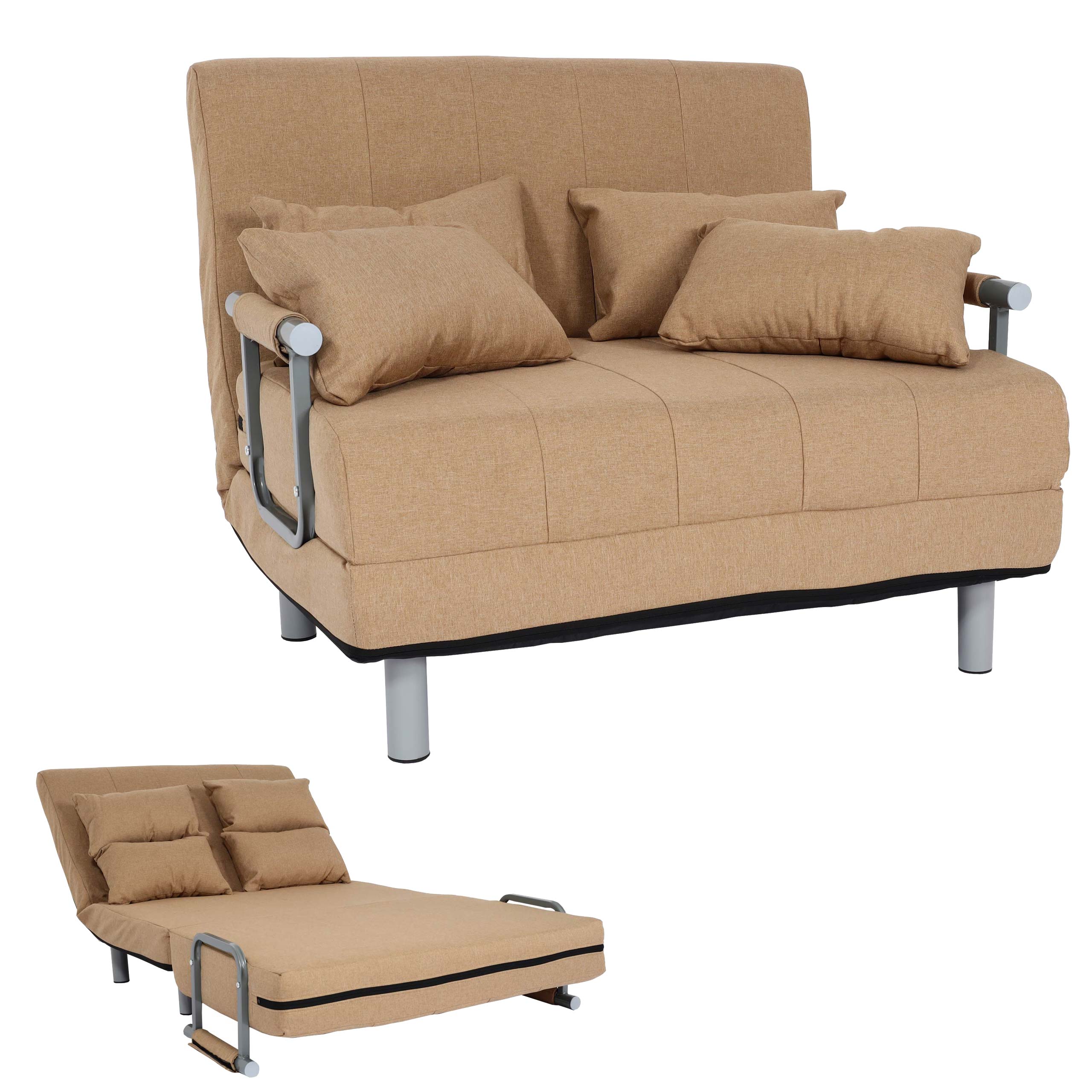 Schlafsessel MCW-K29, Klappsessel Schlafsofa G&auml;stebett Relaxsessel, Liegefl&auml;che 186x97cm Stoff (270g/m&sup2;) ~ creme-beige - Bild 1