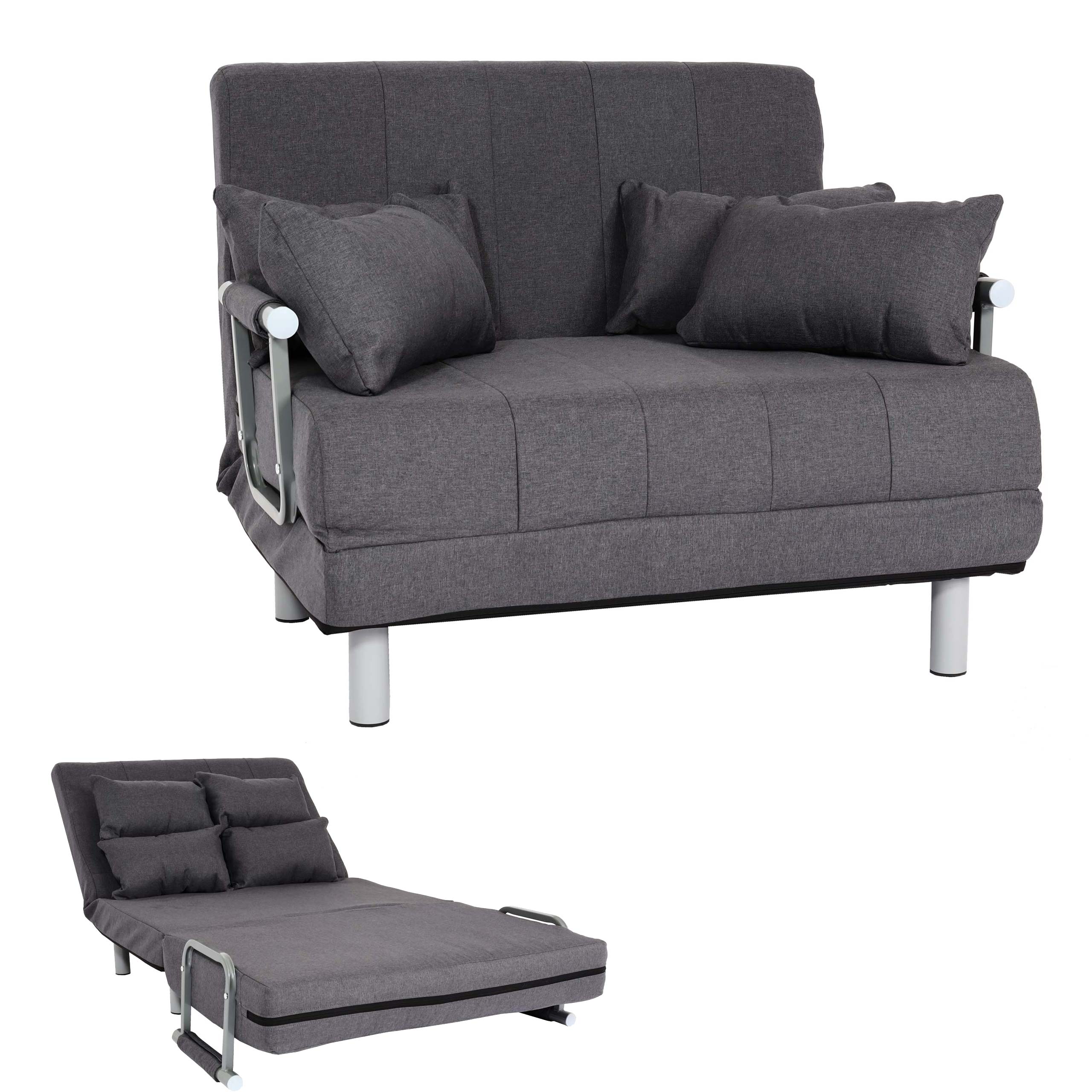 Schlafsessel MCW-K29, Klappsessel Schlafsofa G&auml;stebett Relaxsessel, Liegefl&auml;che 186x97cm Stoff (270g/m&sup2;) ~ dunkelgrau - Bild 1