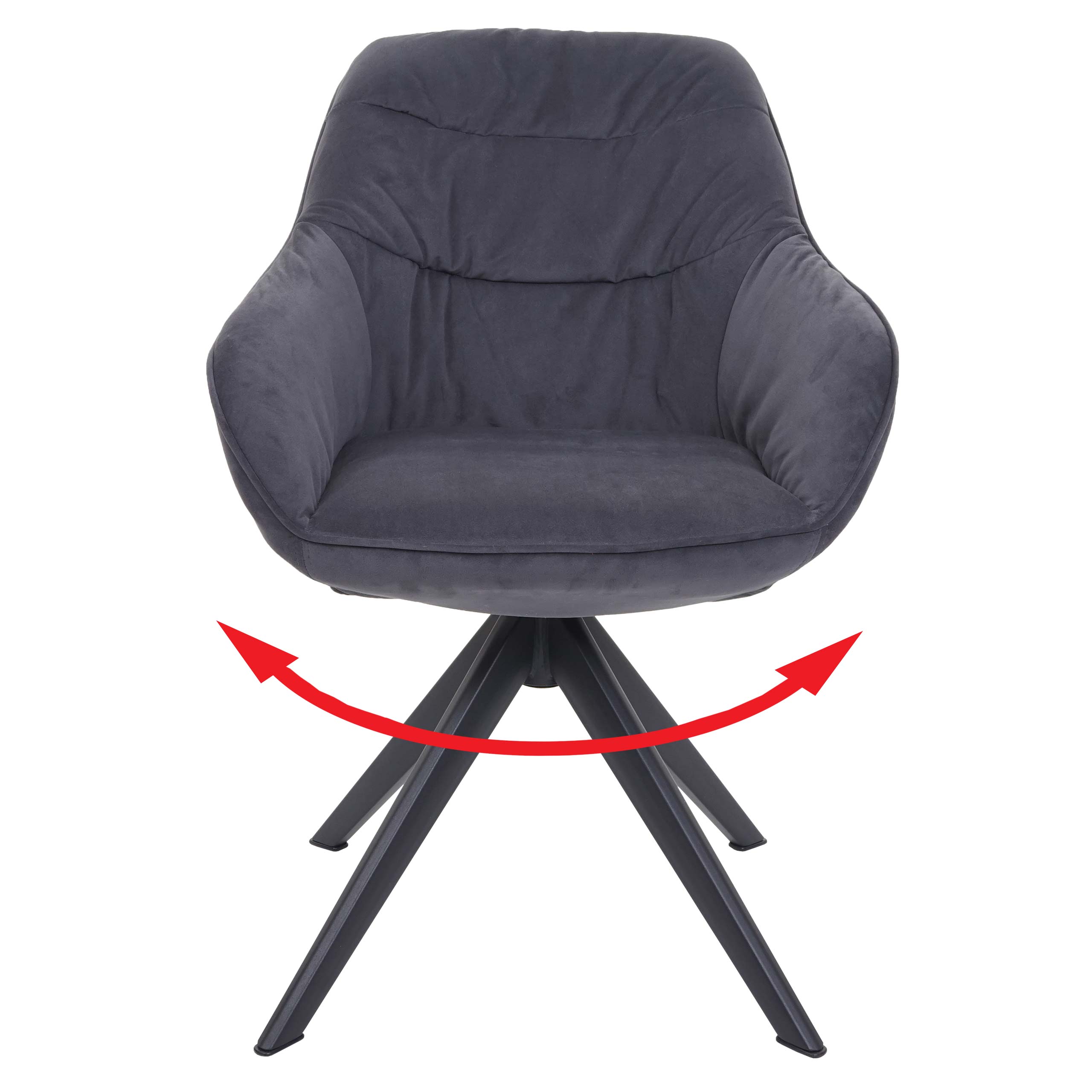 Esszimmerstuhl MCW-K28, K&uuml;chenstuhl Polsterstuhl Stuhl mit Armlehne, drehbar, Metall ~ Stoff/Textil grau - Bild 1