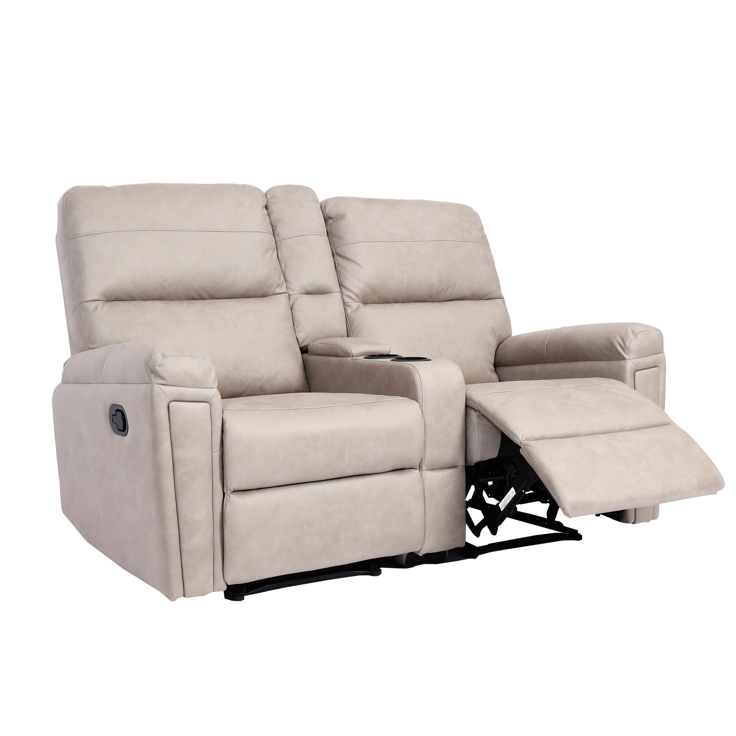 2er Kinosessel MCW-K17, Relaxsessel Fernsehsessel Sofa, Nosagfederung Getr&auml;nkehalter Fach ~ Stoff/Textil hellgrau - Bild 1