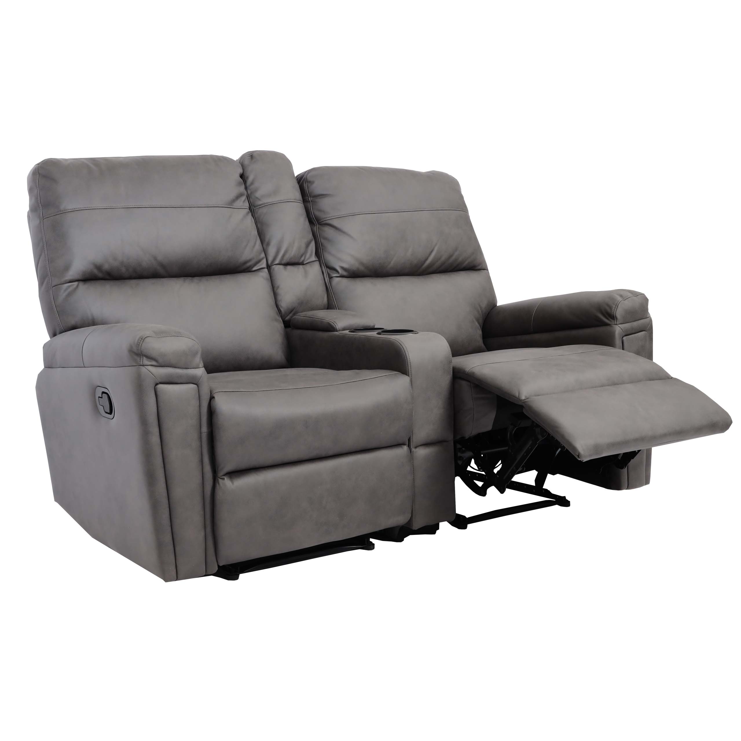 2er Kinosessel MCW-K17, Relaxsessel Fernsehsessel Sofa, Nosagfederung Getr&auml;nkehalter Fach ~ Stoff/Textil dunkelgrau - Bild 1