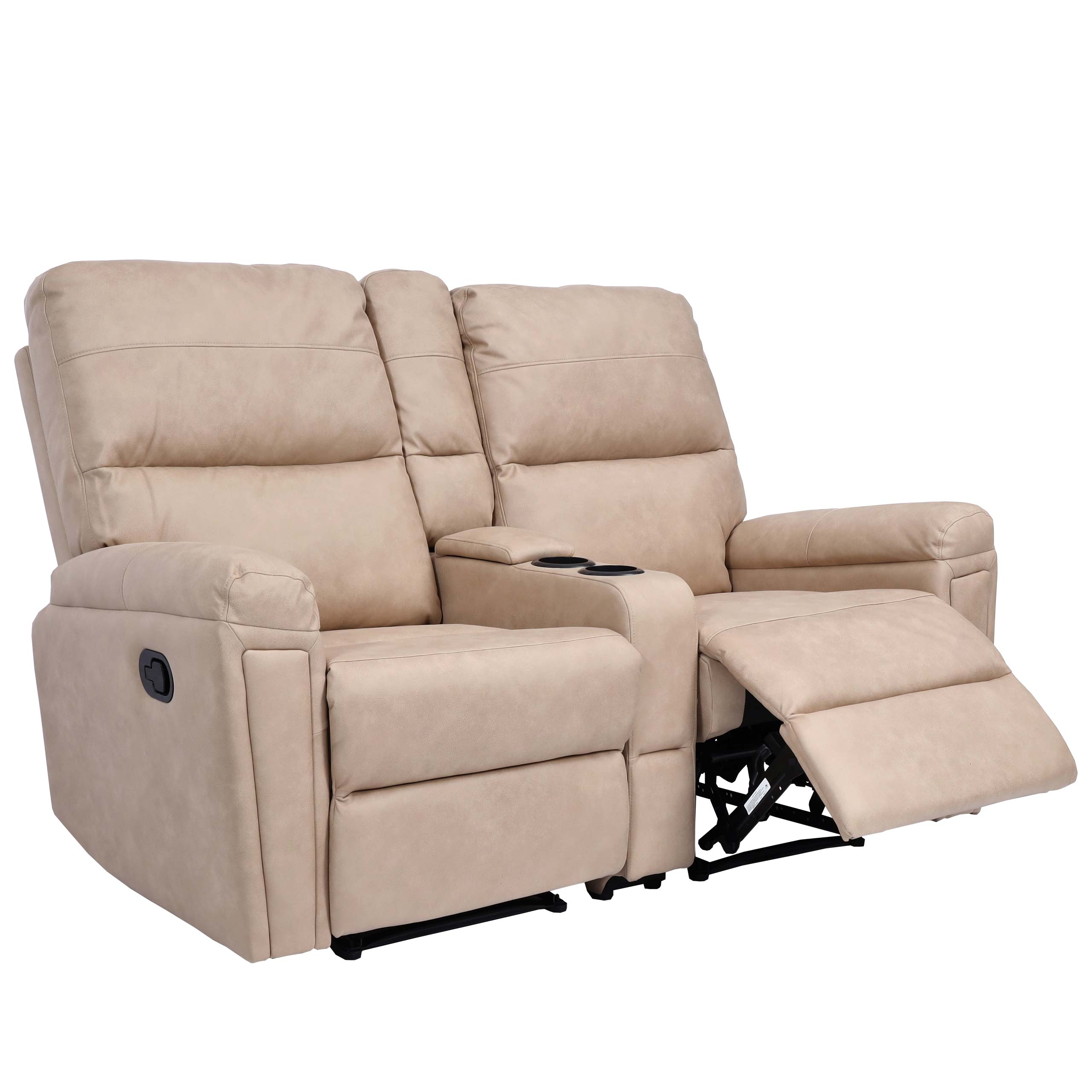 2er Kinosessel MCW-K17, Relaxsessel Fernsehsessel Sofa, Nosagfederung Getr&auml;nkehalter Fach ~ Stoff/Textil beige - Bild 1
