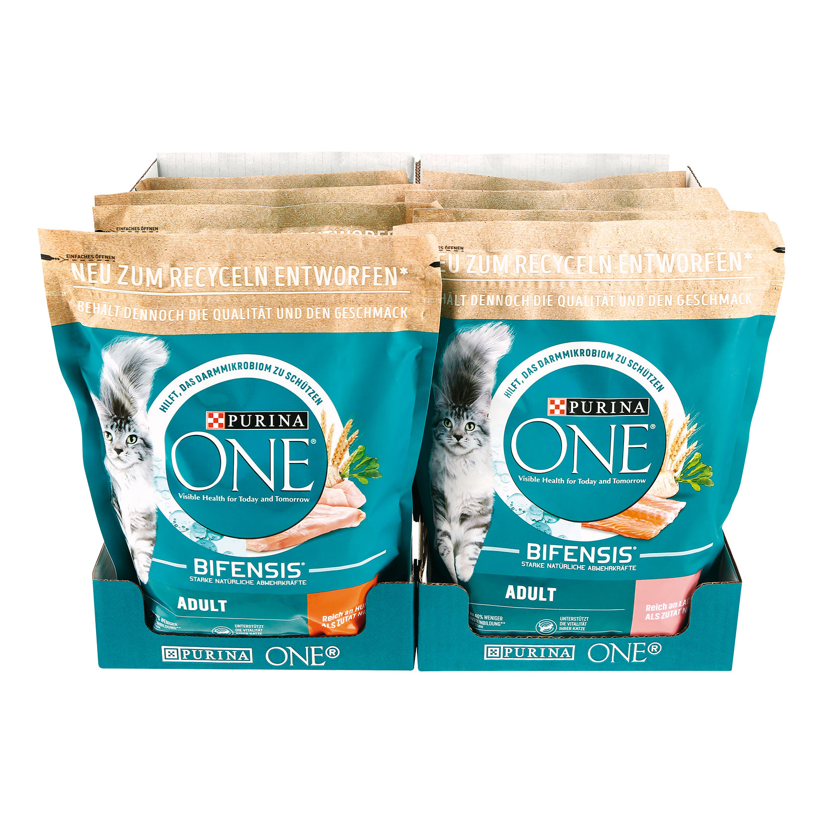 PURINA ONE Bifensis Adult Katzentrockenfutter 750 g verschiedene Sorten, 8er Pack - Bild 1