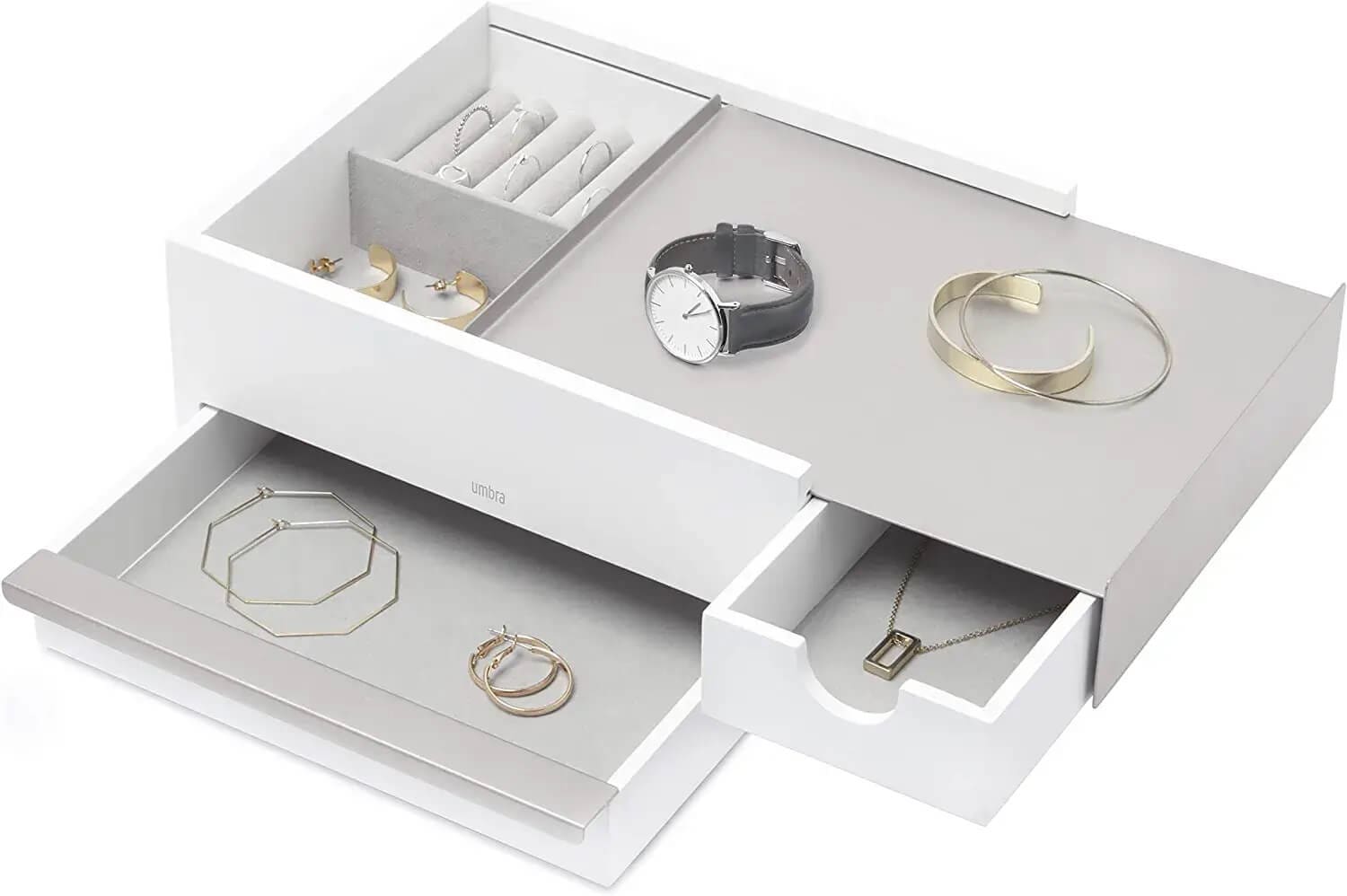 Umbra STOWIT Schmuckkasten 290245-670 in White/Nickel Design Schmuckbox Etui Aufbewahrung - Bild 1