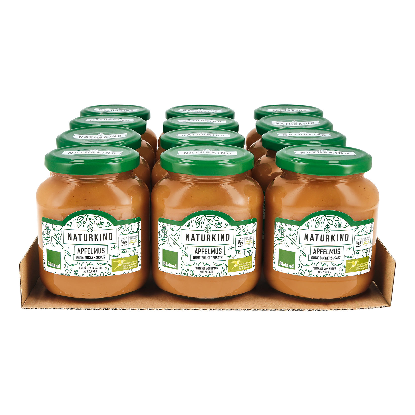 NATURKIND Bio Apfelmus ohne Zuckerzusatz 360 g, 12er Pack - Bild 1