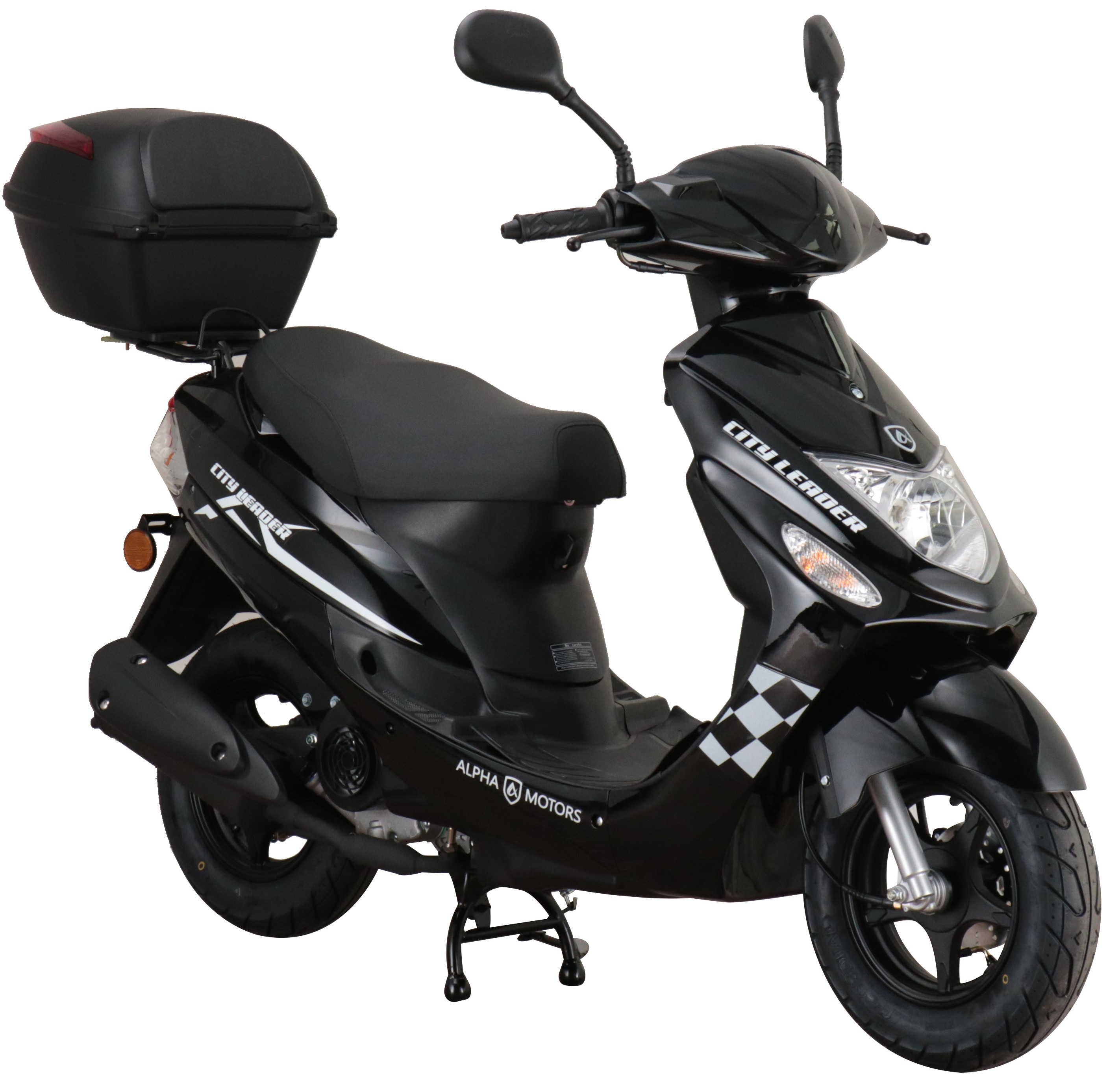 Alpha Motors Mofaroller CityLeader 50 ccm 25 kmh EURO 5 schwarz inkl. Topcase - Bild 1