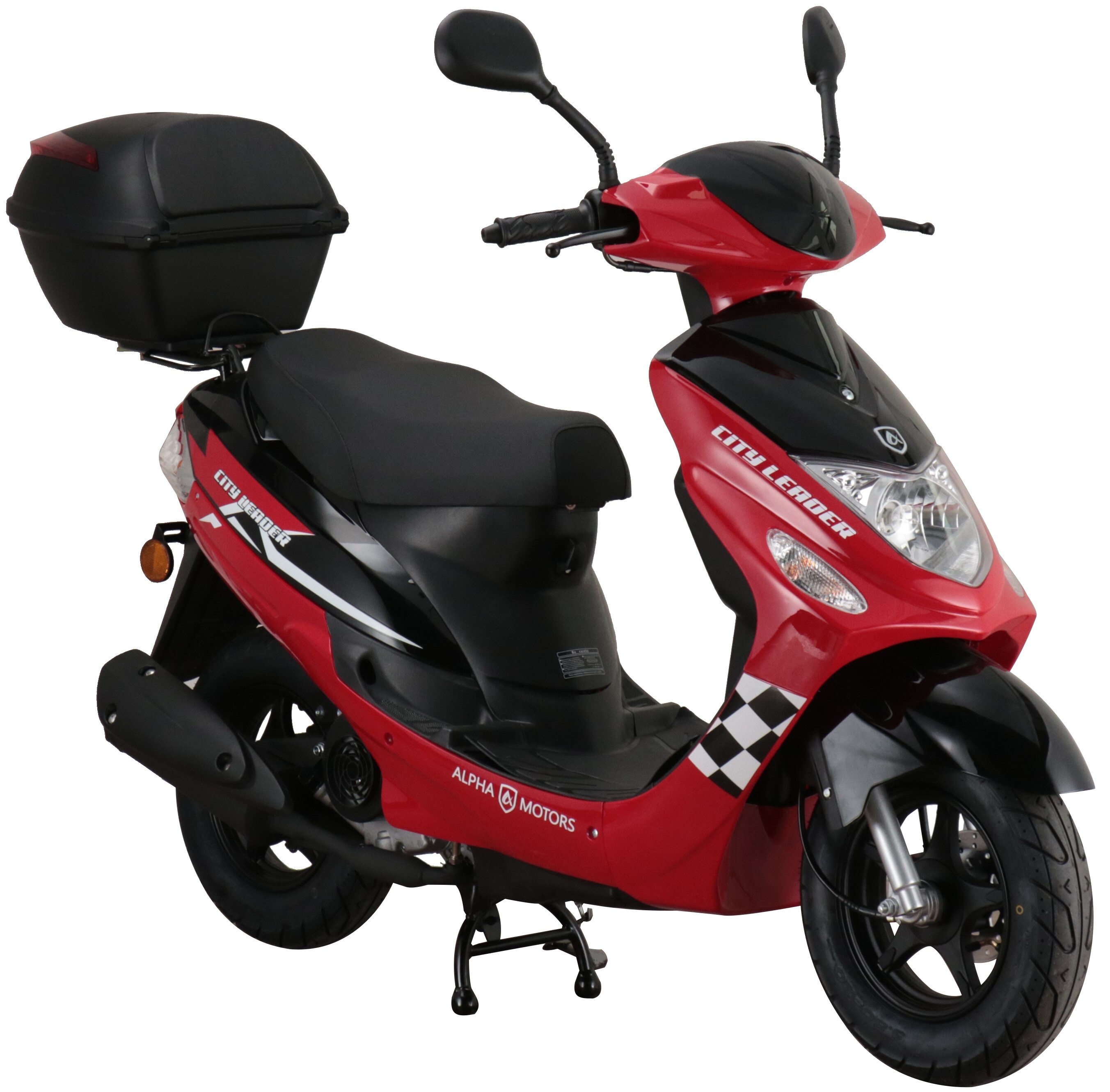Alpha Motors Mofaroller CityLeader 50 ccm 25 kmh EURO 5 rot inkl. Topcase - Bild 1