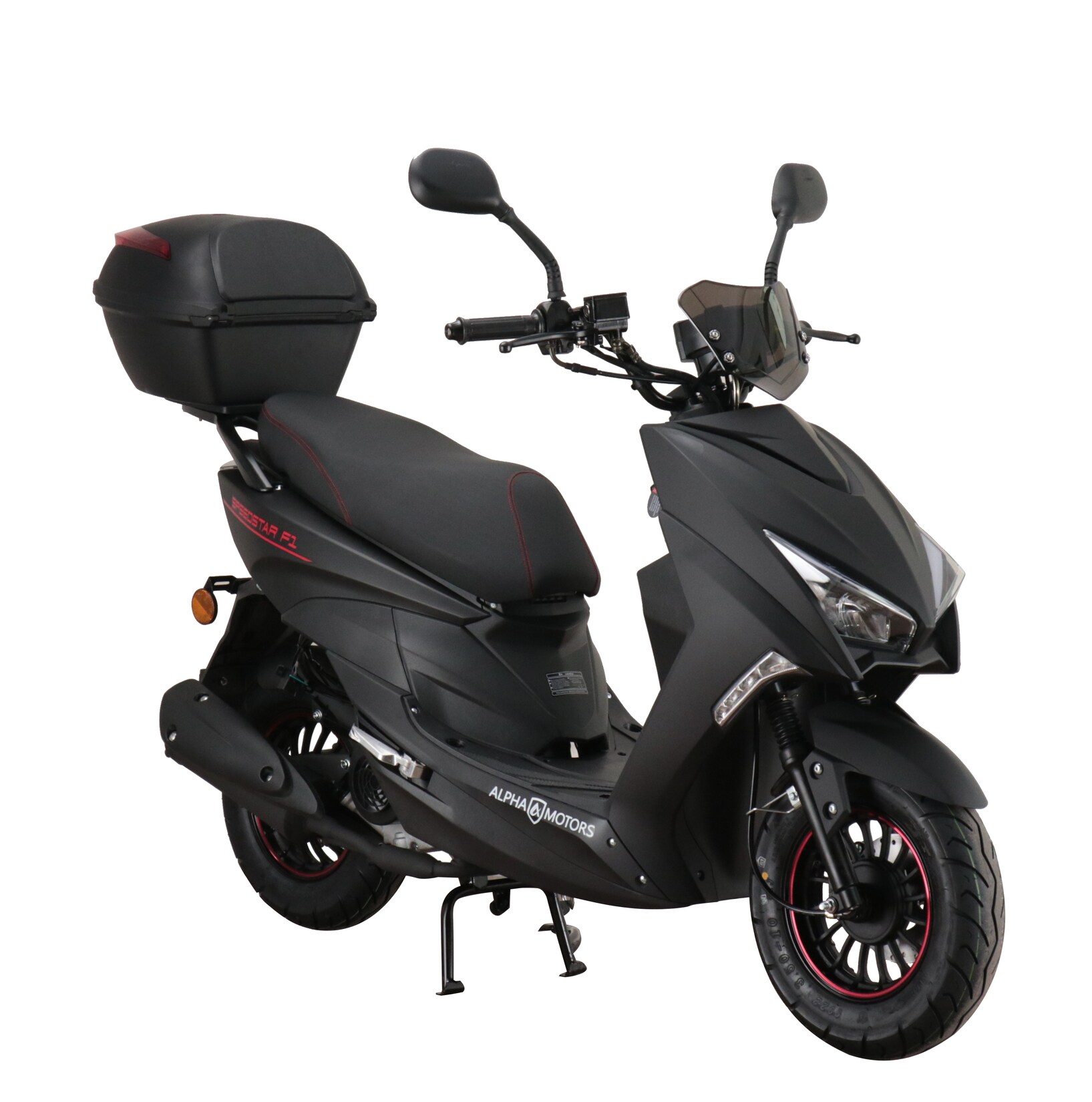 Alpha Motors Motorroller Speedstar FI 50 ccm 45 km/h EURO 5 mattschwarz inkl. Topcase | 04250274101996