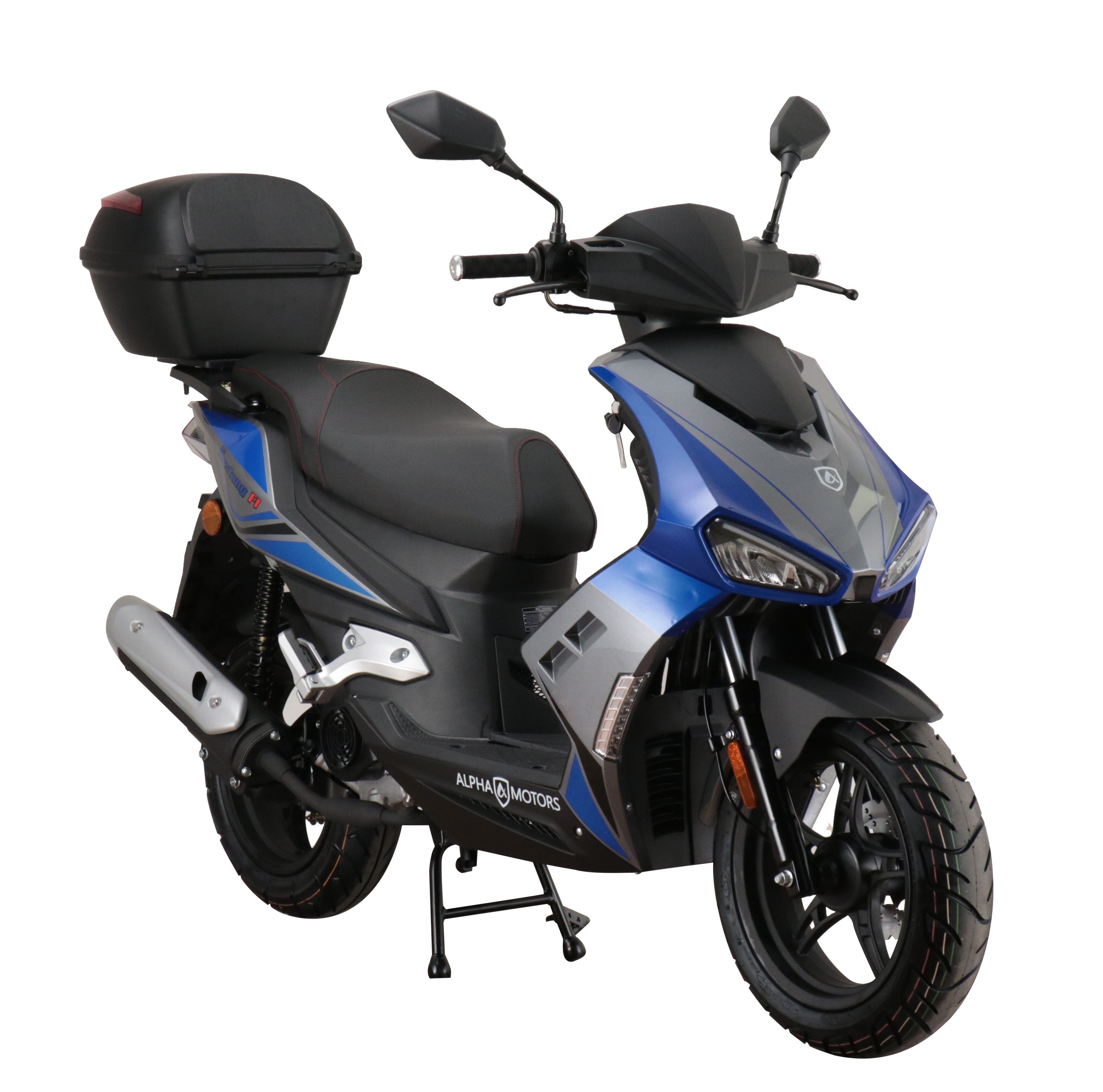 Alpha Motors Mofaroller Mustang FI 50 ccm 25 kmh EURO 5 blau-grau inkl. Topcase - Bild 1