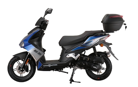 Alpha Motors Motorroller online FI kmh bei Topcase inkl. blau-grau ccm 5 50 EURO 45 kaufen Netto Mustang