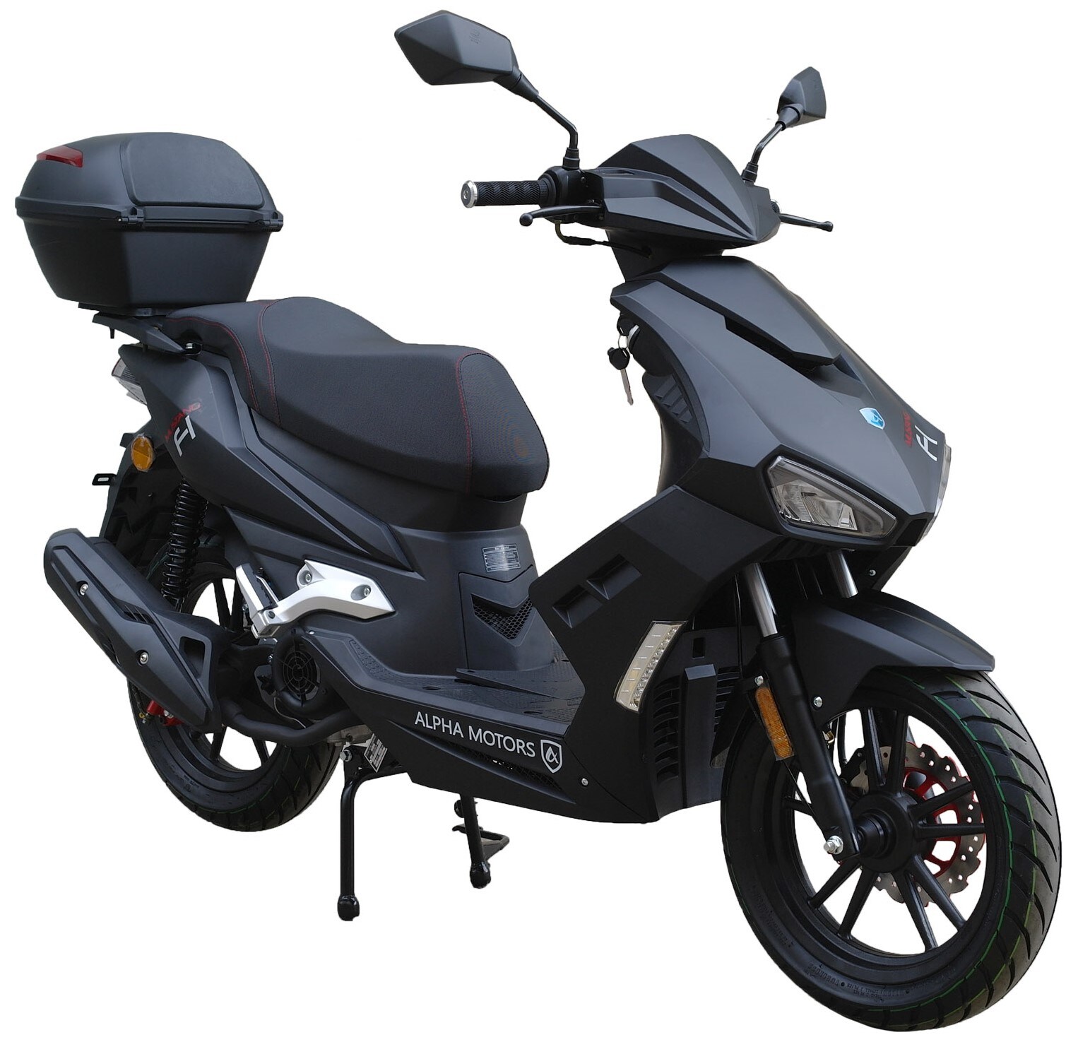 Alpha Motors Motorroller Mustang FI 125 ccm 85 kmh EURO 5+ mattschwarz inkl. Topcase