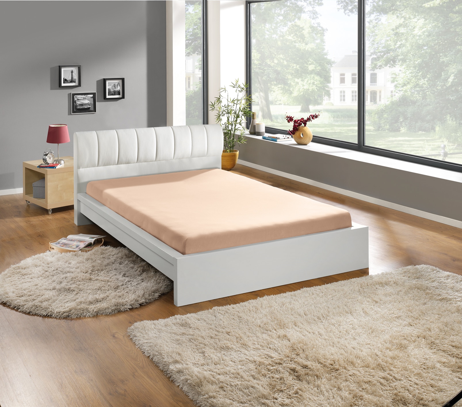 Spannbettlaken Microfaser Jersey 180-200x200 cm - versch. Ausf&uuml;hrungen -lachs - Bild 1