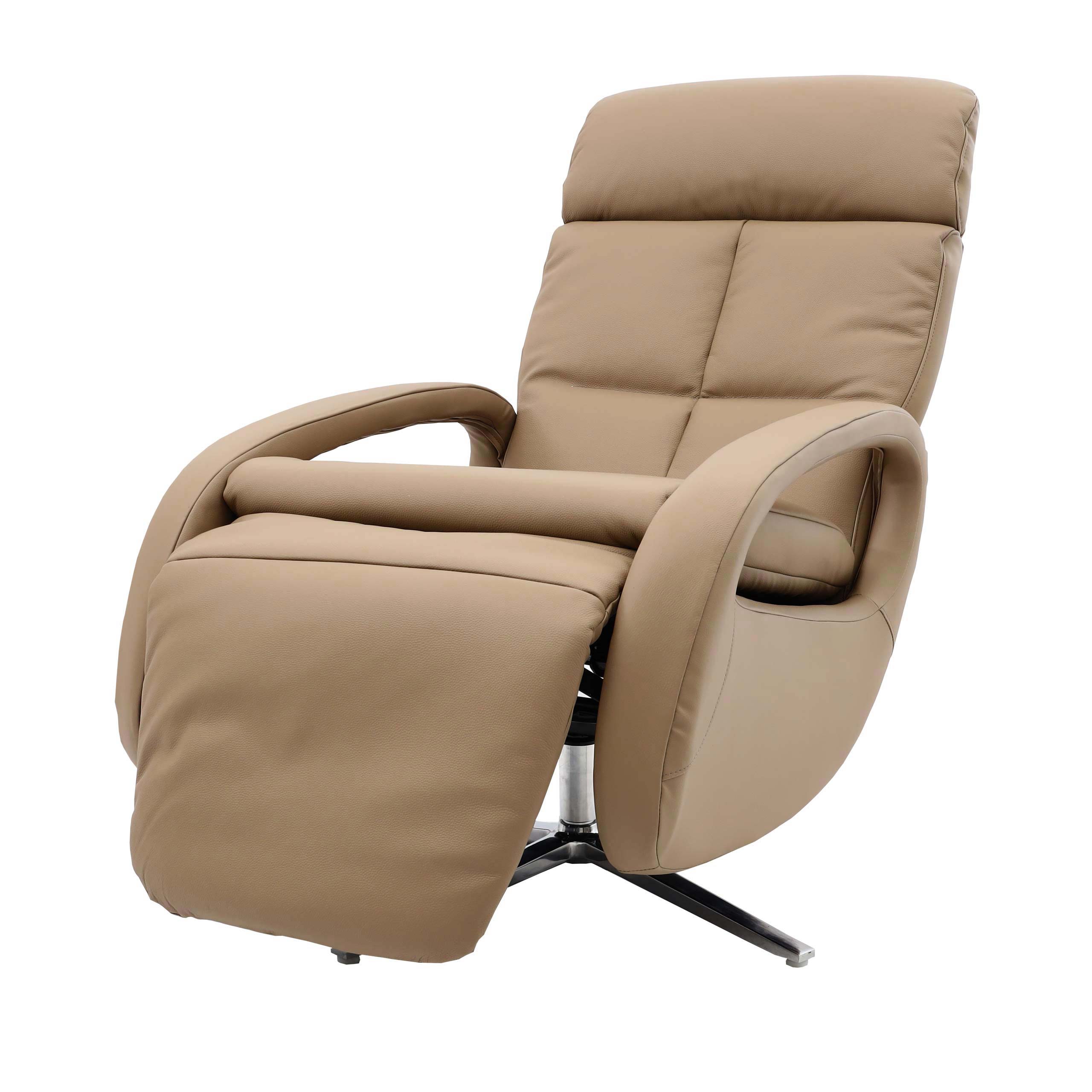 Relaxsessel MCW-L11, Design Fernsehsessel TV-Sessel Liegesessel, Liegefunktion drehbar, Voll-Leder ~ taupe - Bild 1