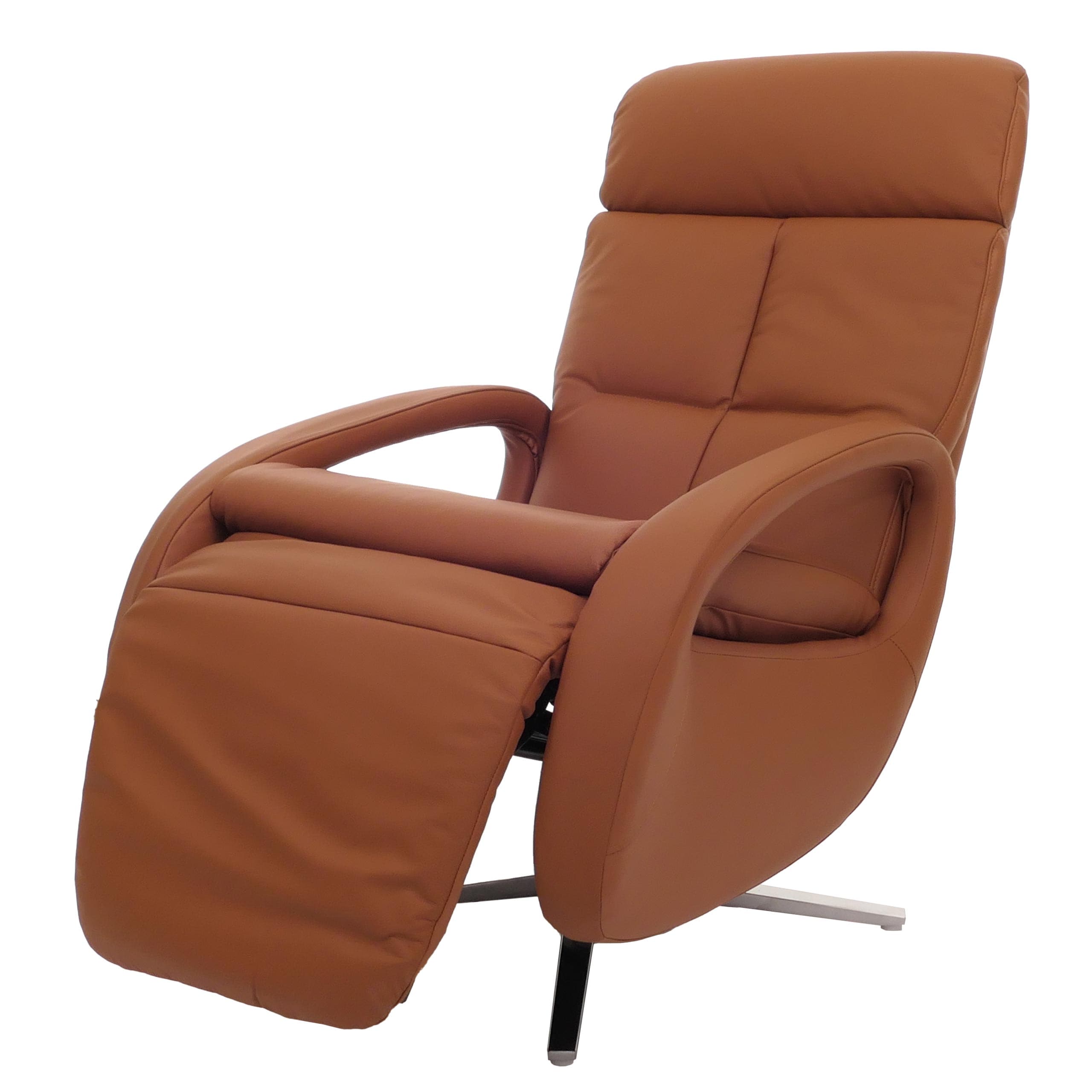 Relaxsessel MCW-L11, Design Fernsehsessel TV-Sessel Liegesessel, Liegefunktion drehbar, Voll-Leder ~-braun - Bild 1