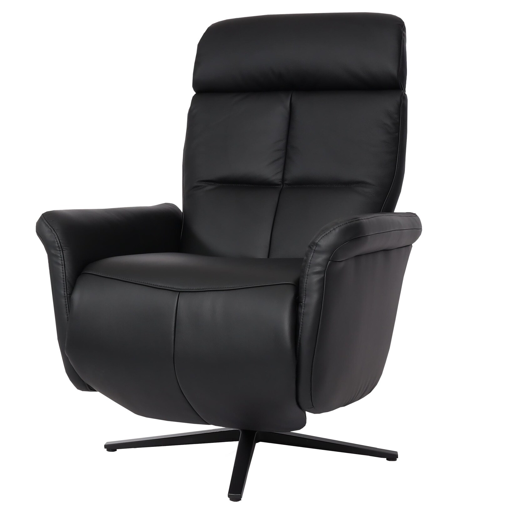 Relaxsessel MCW-L10, Design Fernsehsessel TV-Sessel Liegesessel, Liegefunktion drehbar, Voll-Leder ~ schwarz