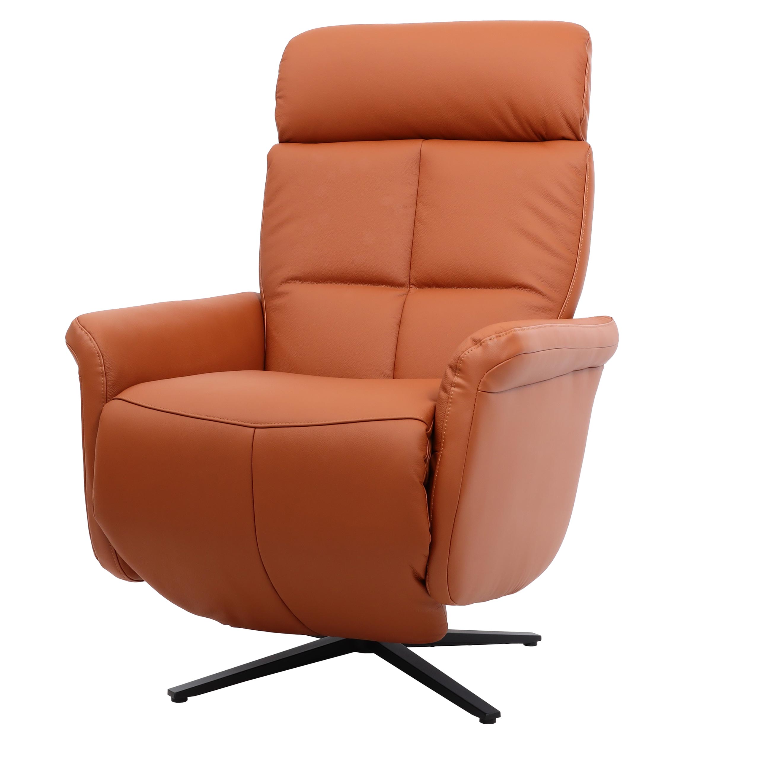 Relaxsessel MCW-L10, Design Fernsehsessel TV-Sessel Liegesessel, Liegefunktion drehbar, Voll-Leder ~ terracotta-braun - Bild 1