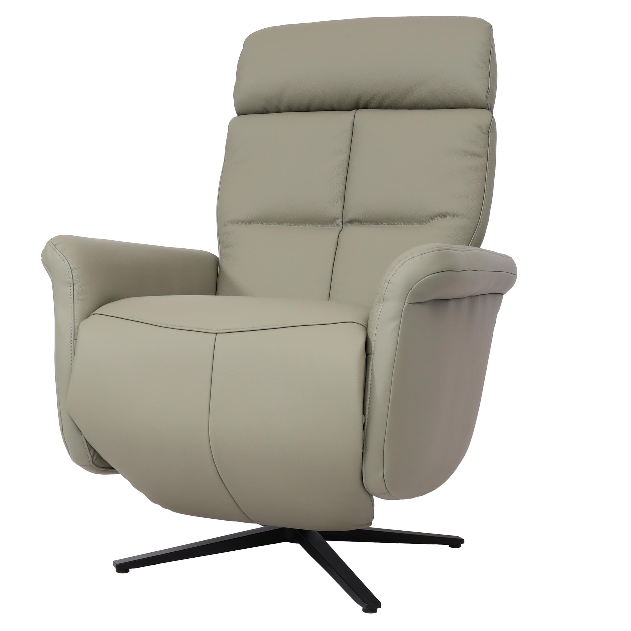 Relaxsessel MCW-L10, Design Fernsehsessel TV-Sessel Liegesessel, Liegefunktion drehbar, Voll-Leder ~ grau - Bild 1