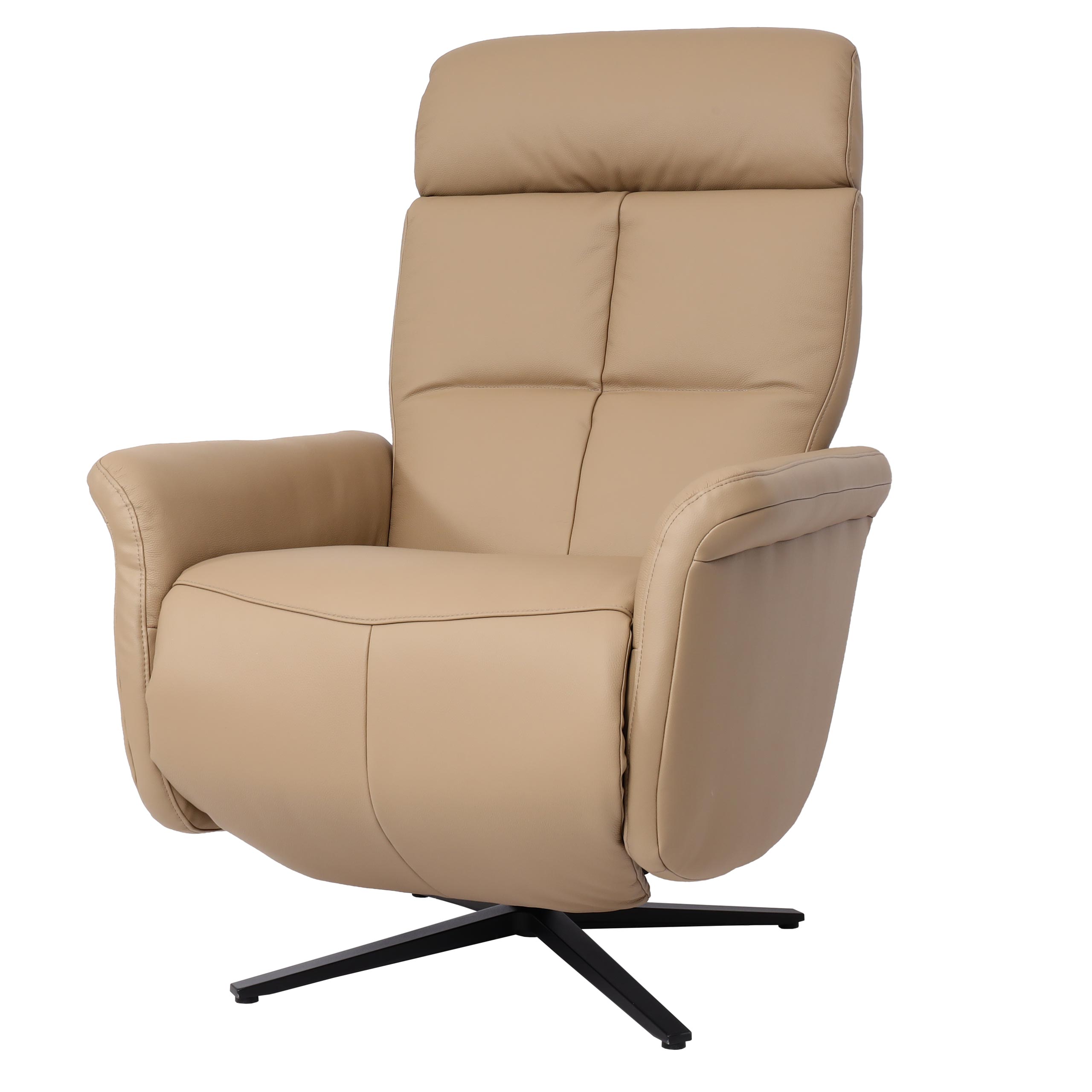 Relaxsessel MCW-L10, Design Fernsehsessel TV-Sessel Liegesessel, Liegefunktion drehbar, Voll-Leder ~ taupe - Bild 1