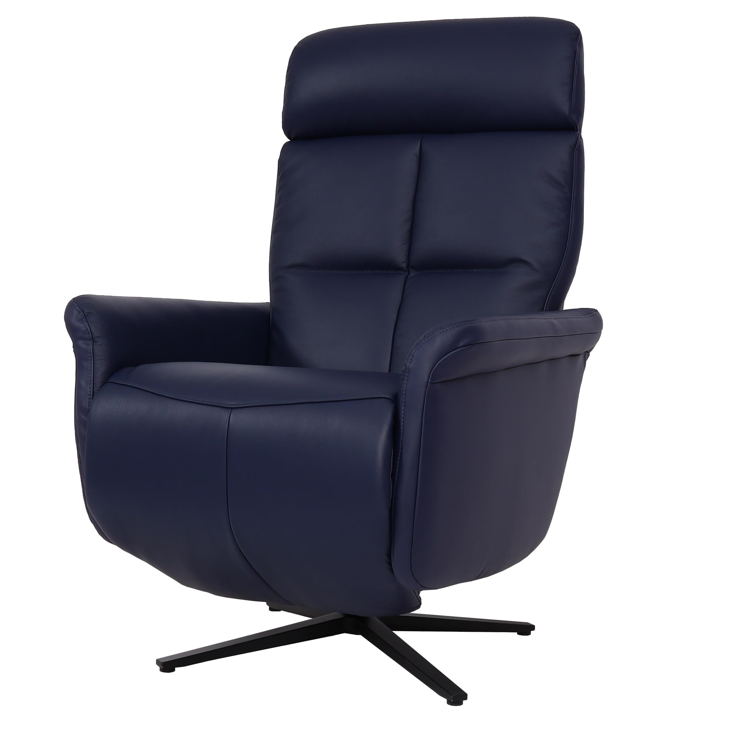 Relaxsessel MCW-L10, Design Fernsehsessel TV-Sessel Liegesessel, Liegefunktion drehbar, Voll-Leder ~ blau - Bild 1