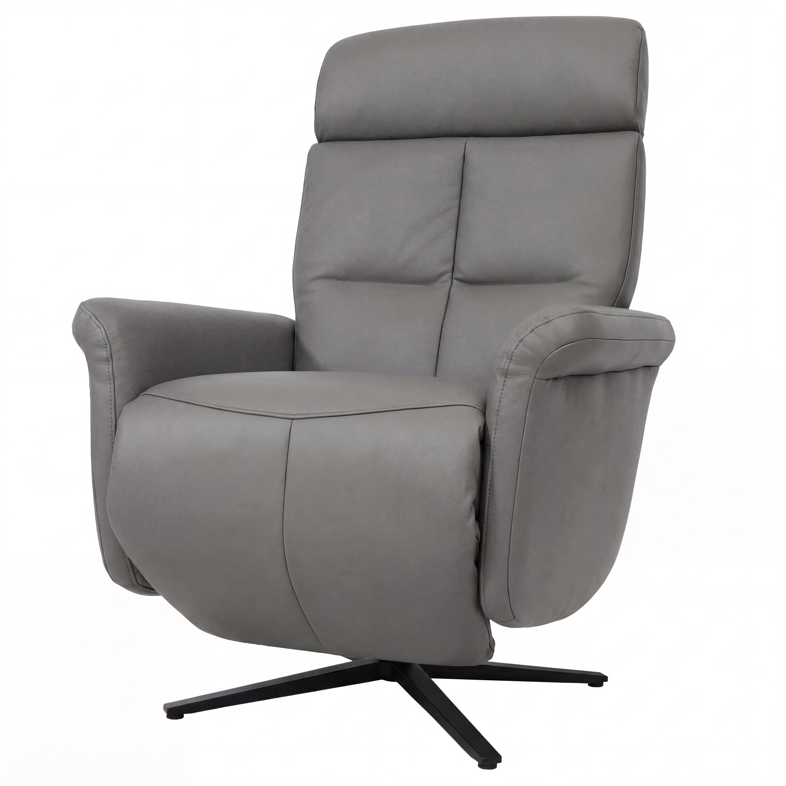 Relaxsessel MCW-L10, Design Fernsehsessel TV-Sessel Liegesessel, Liegefunktion drehbar, Voll-Leder ~ dunkelgrau - Bild 1