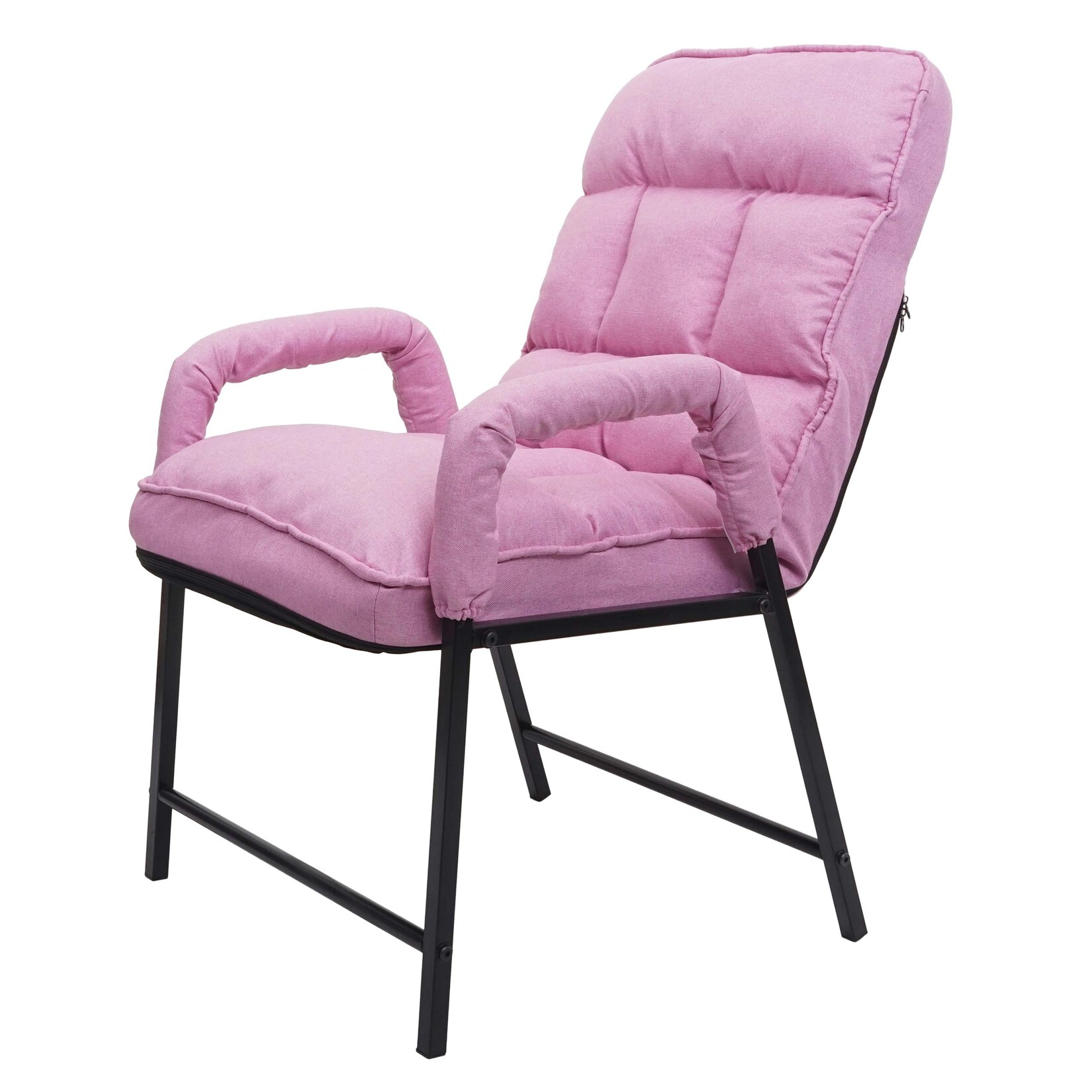 Esszimmerstuhl MCW-K40, Stuhl Polsterstuhl, 160kg belastbar Rückenlehne verstellbar Metall ~ Stoff/Textil rosa