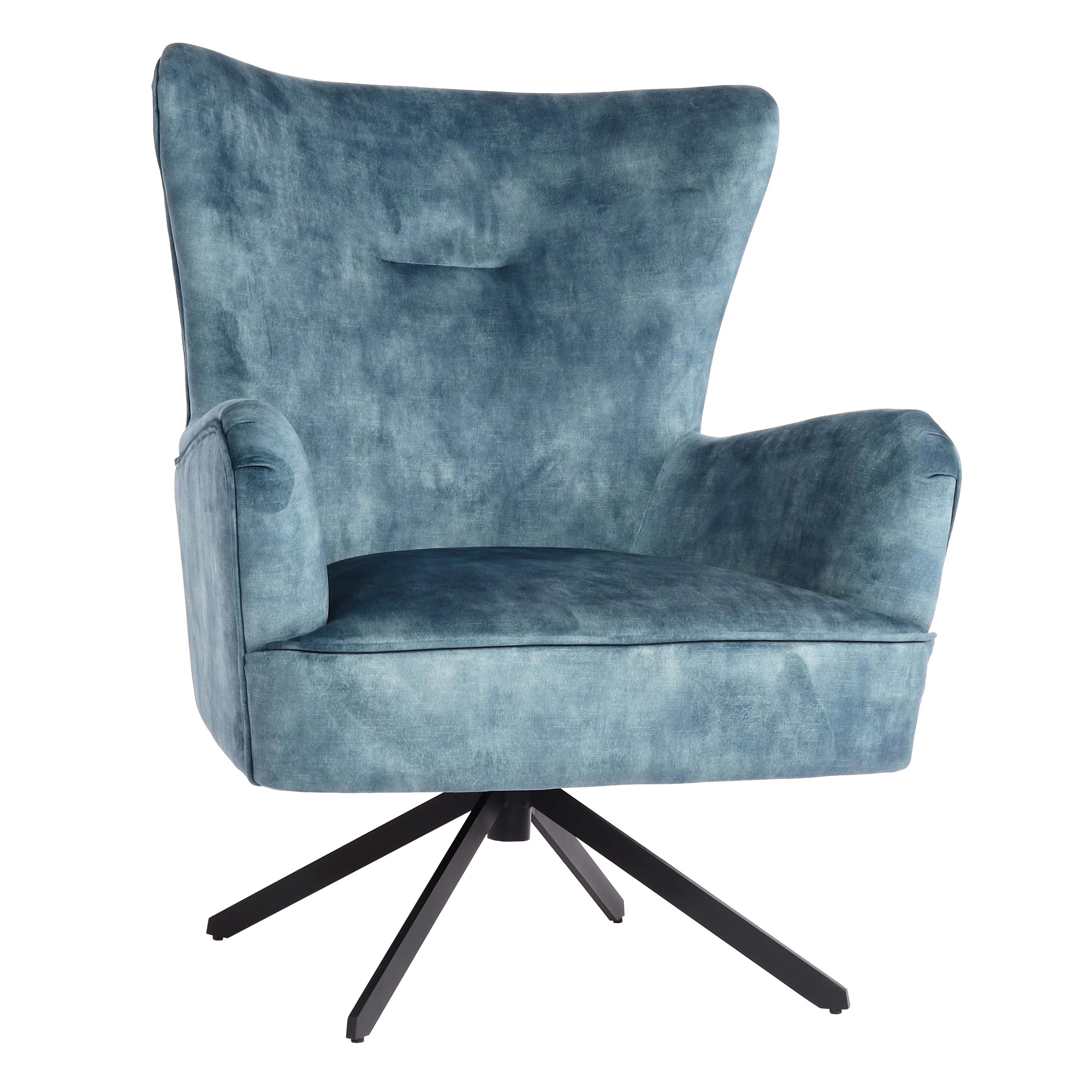Lounge-Sessel MCW-L63, Cocktailsessel Polstersessel Relaxsessel, drehbar, vintage Samt Metall ~ petrol-blau - Bild 1