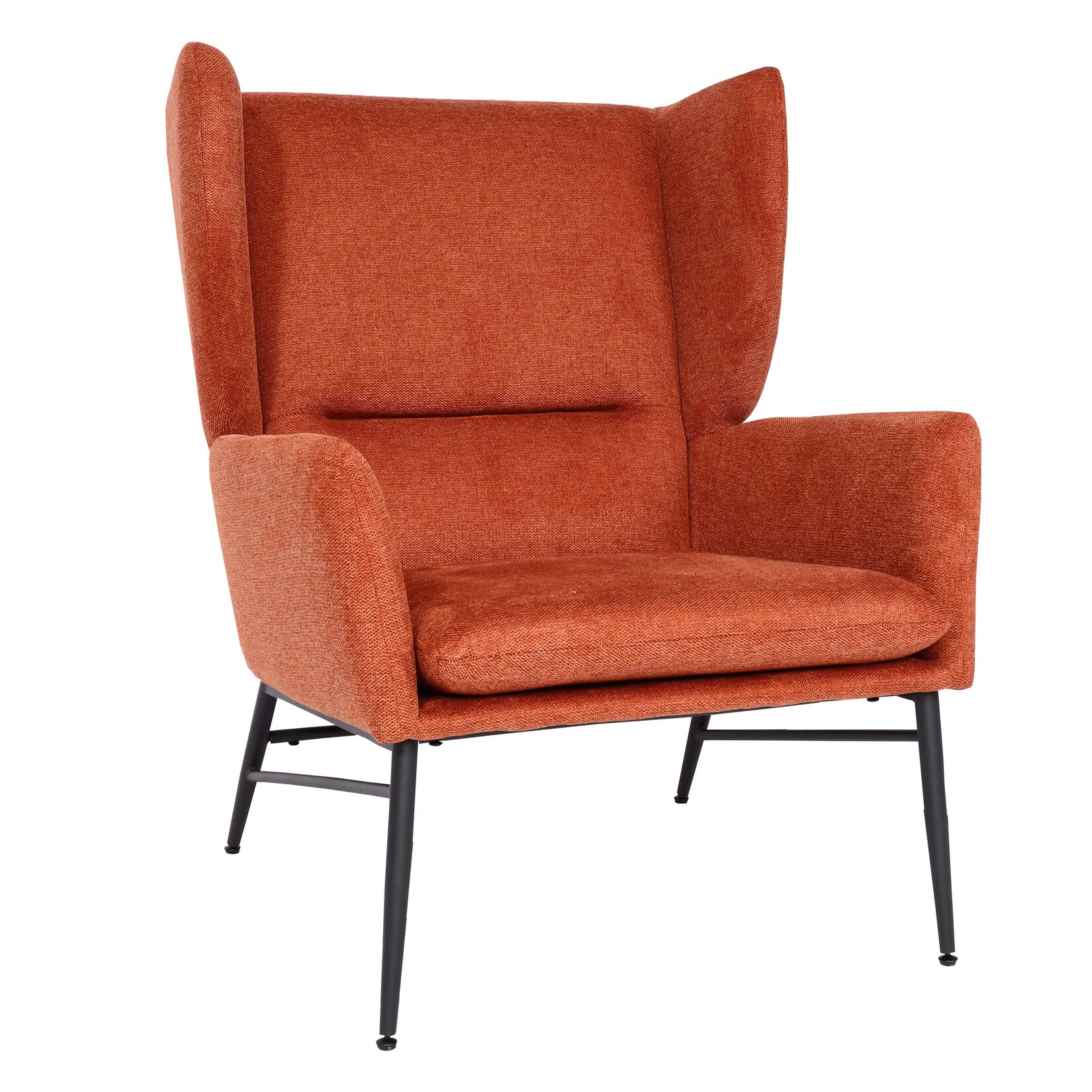 Lounge-Sessel MCW-L62, Ohrensessel Cocktailsessel Sessel Polstersessel, Stoff/Textil Metall ~ terracotta-braun | 04057651308005