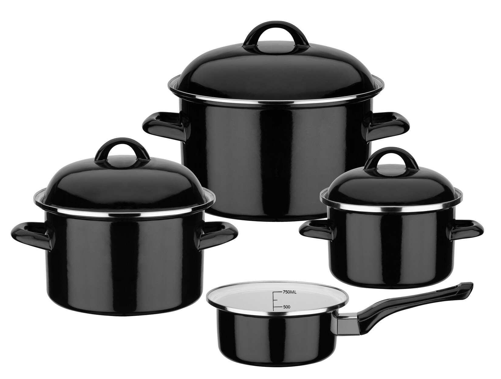 Kochtopf-Set Emaille Black & White 7-tlg. | 04005643255134