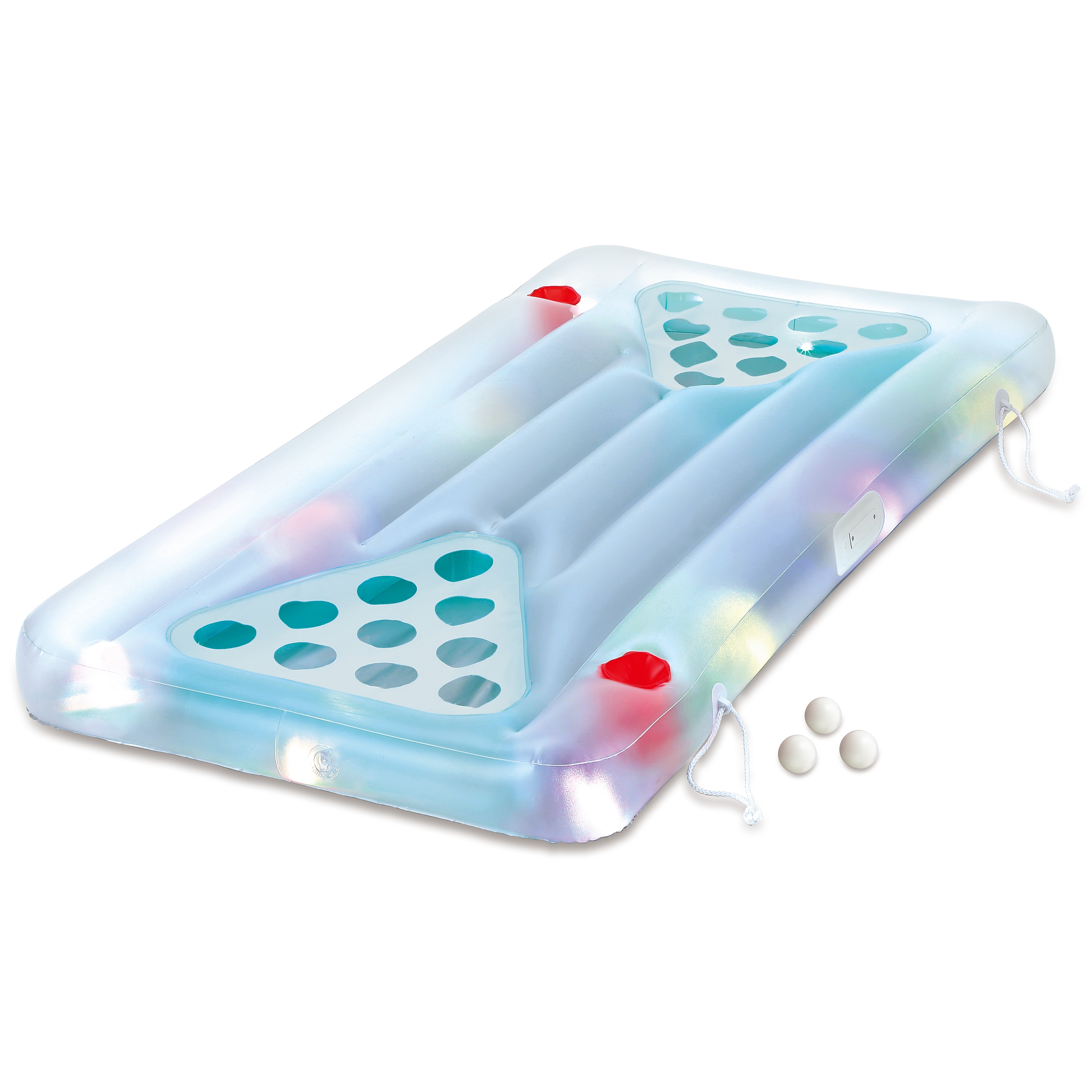 Summer Waves Luftmatratze & Bier-Pong Tisch inkl. LED blau 160x84x19 cm - Bild 1