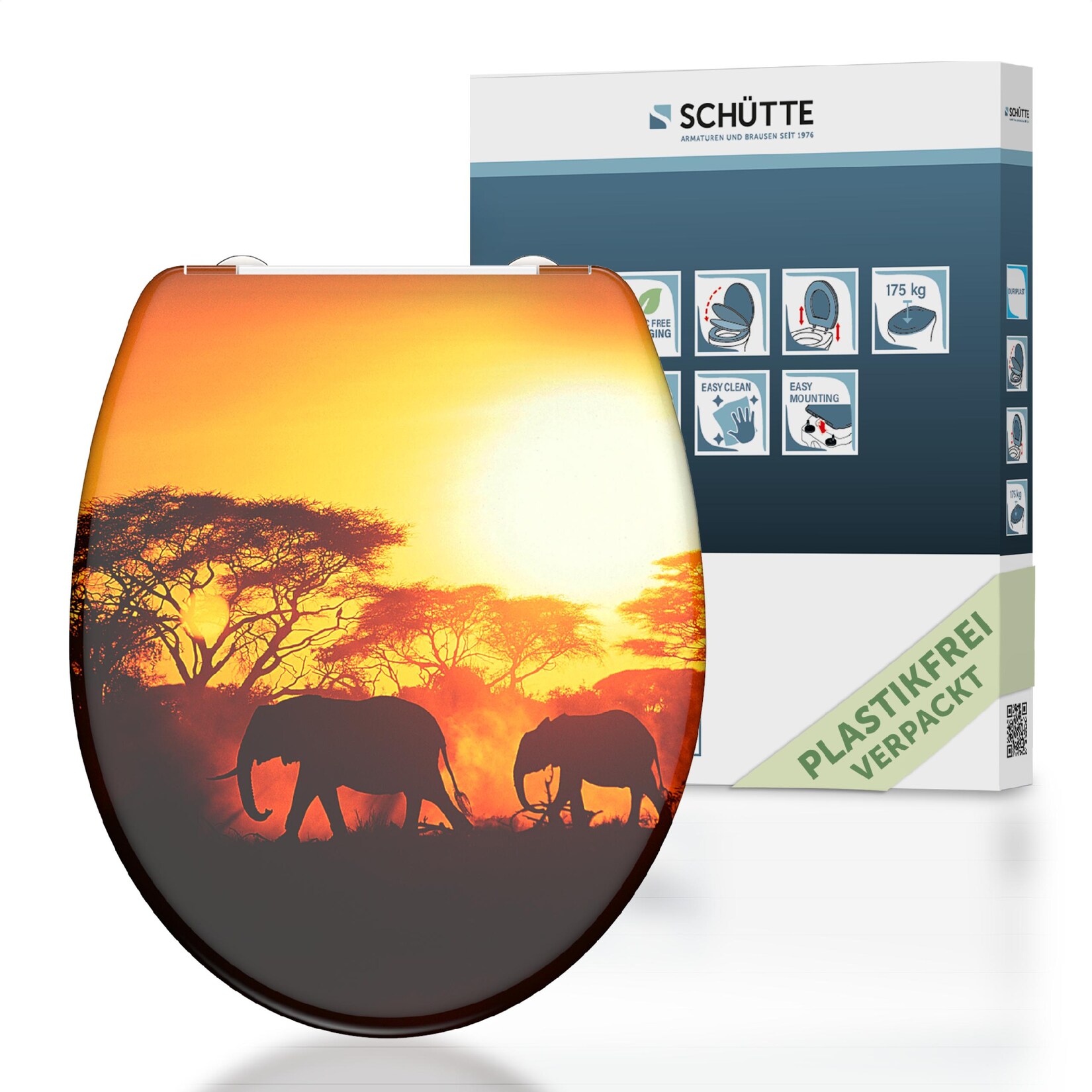 Schütte Duroplast WC Sitz AFRICA, mit Absenkautomatik und Schnellverschluss