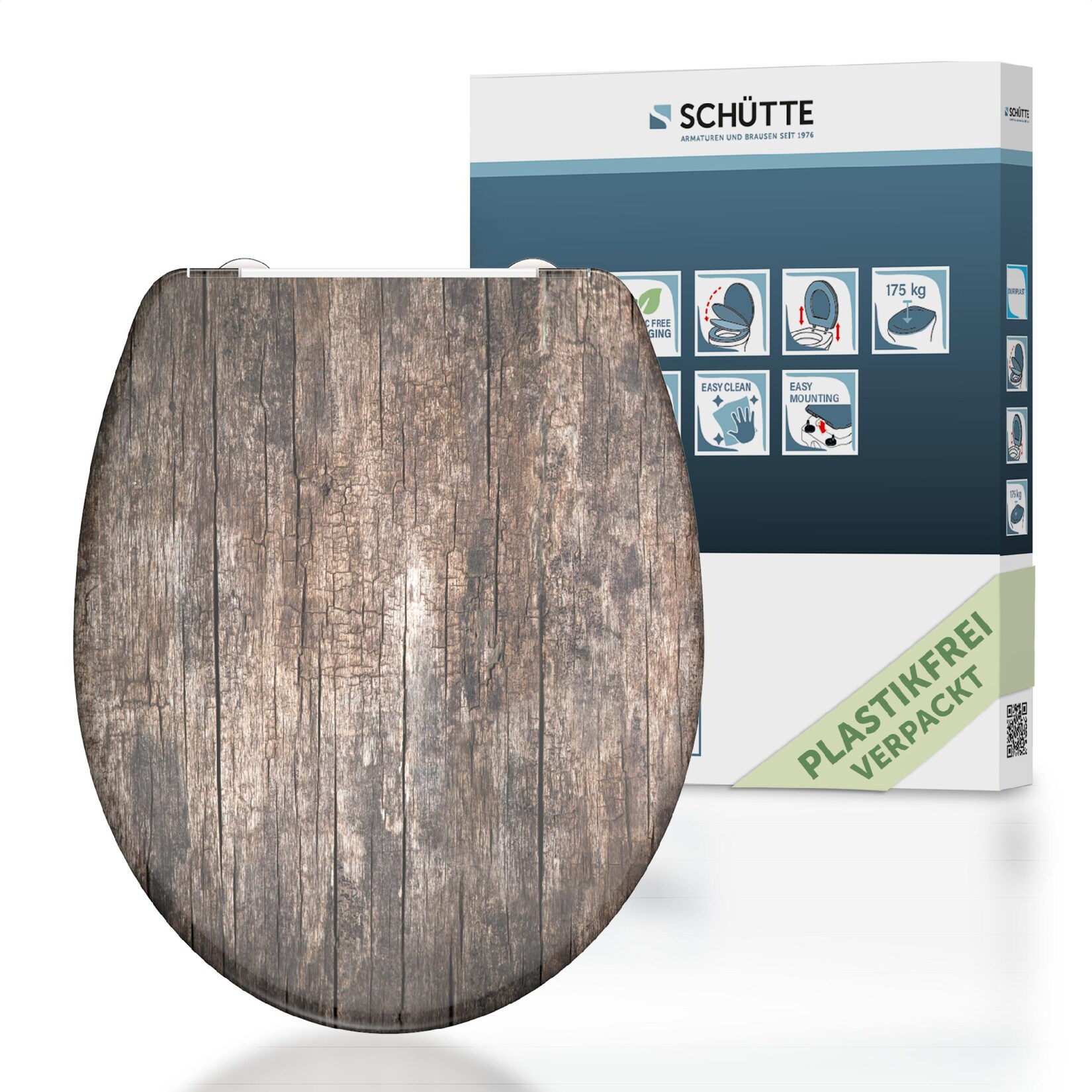 Schütte Duroplast WC Sitz OLD WOOD, mit Absenkautomatik und Schnellverschluss