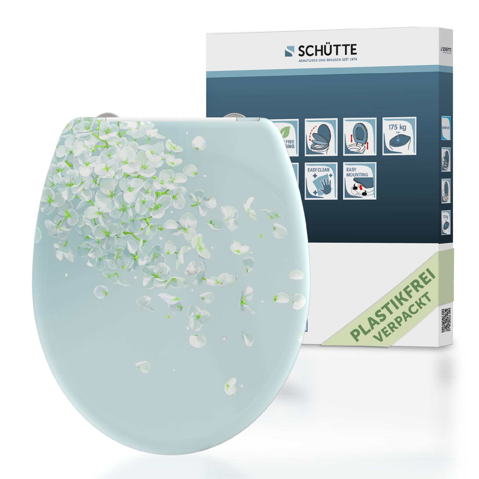 Schütte Duroplast WC Sitz FLOWER IN THE WIND, mit Absenkautomatik & Schnellverschluss