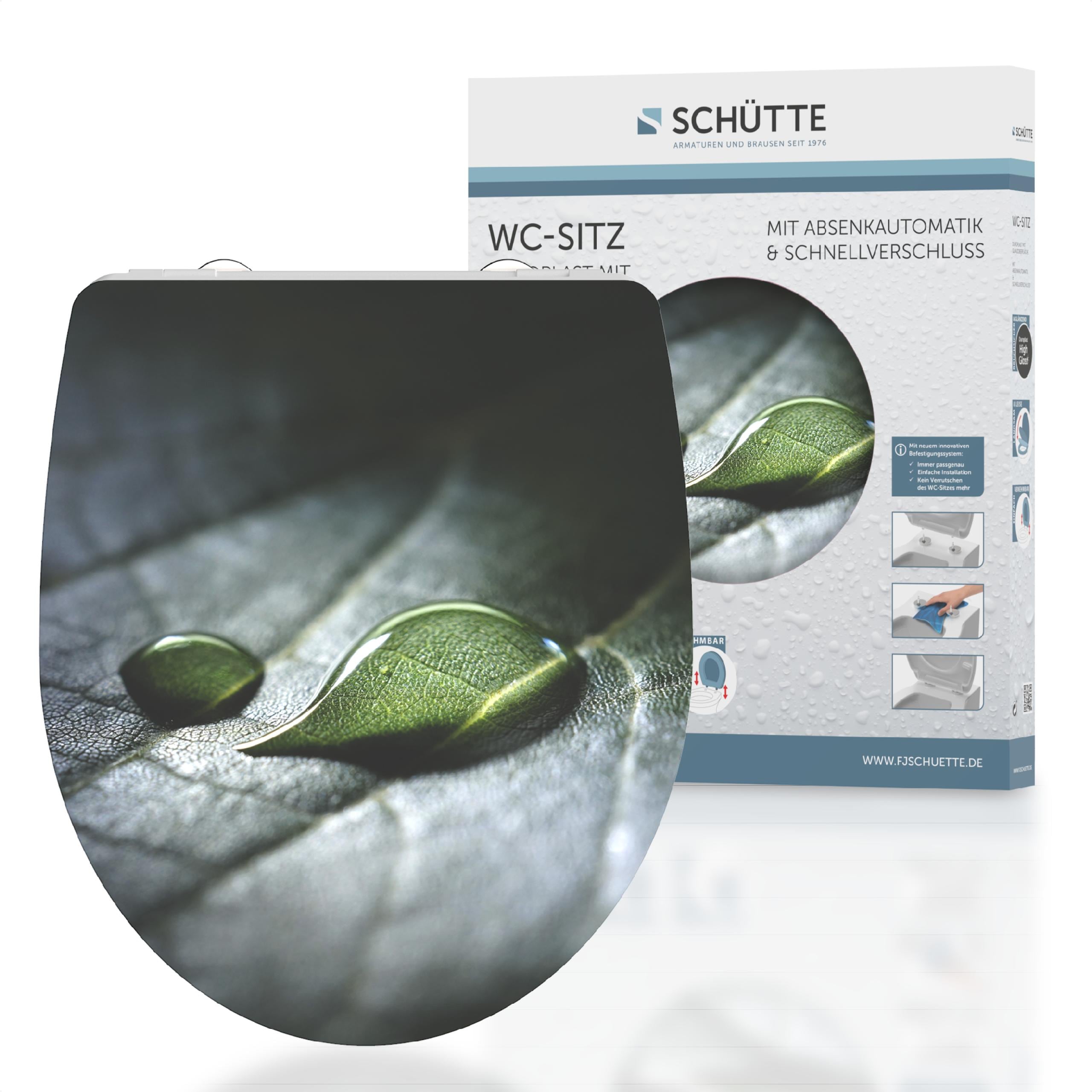 Sch&uuml;tte Duroplast HG WC Sitz RAIN DROP, Hochgl&auml;nzende mit Absenkautomatik und Schnellverschluss - Bild 1