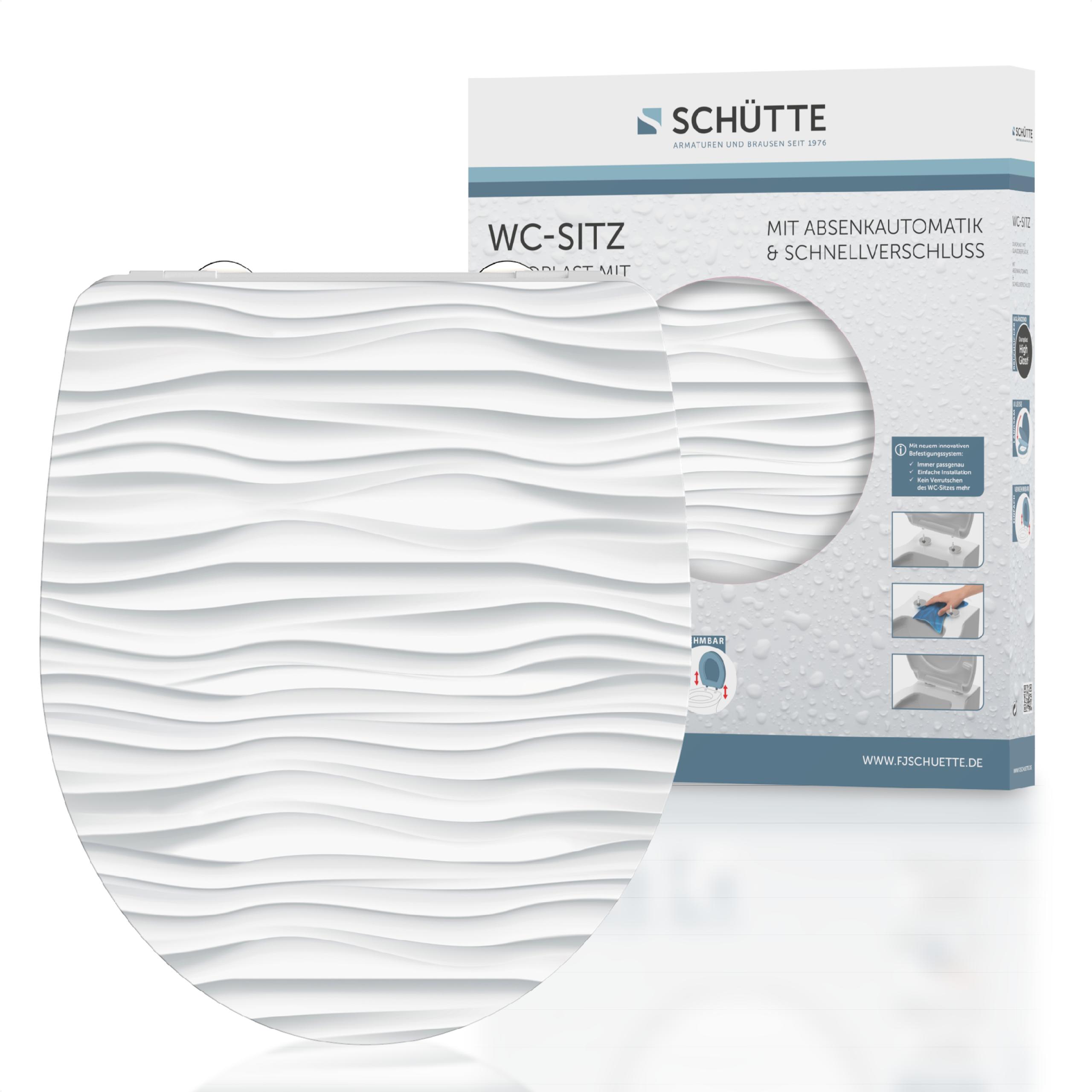 Sch&uuml;tte Duroplast HG WC Sitz WHITE WAVE, Hochgl&auml;nzende mit Absenkautomatik und Schnellverschluss - Bild 1
