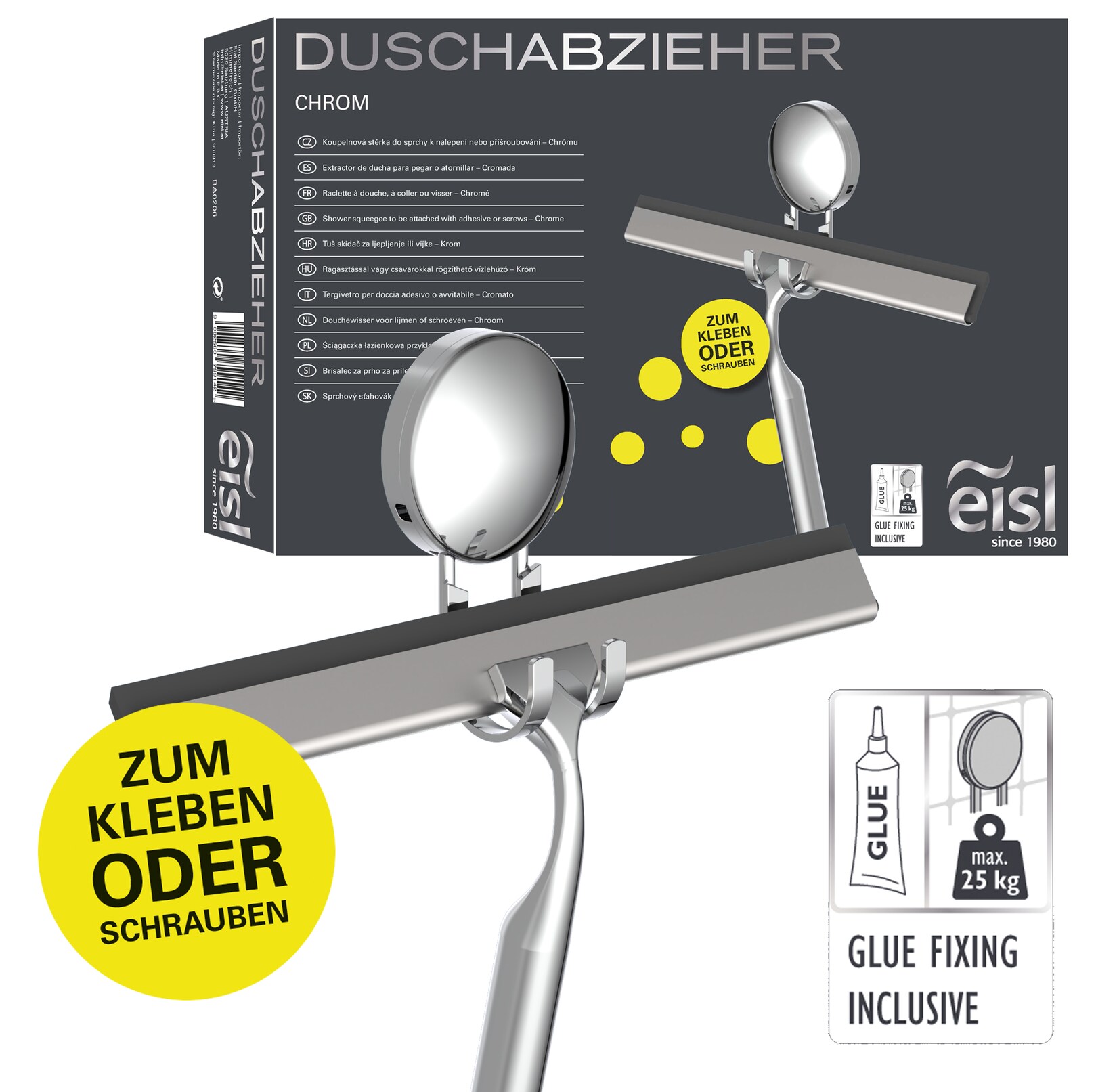 Eisl Abzieher Dusche mit Wandhalter ohne bohren | 09002560799142