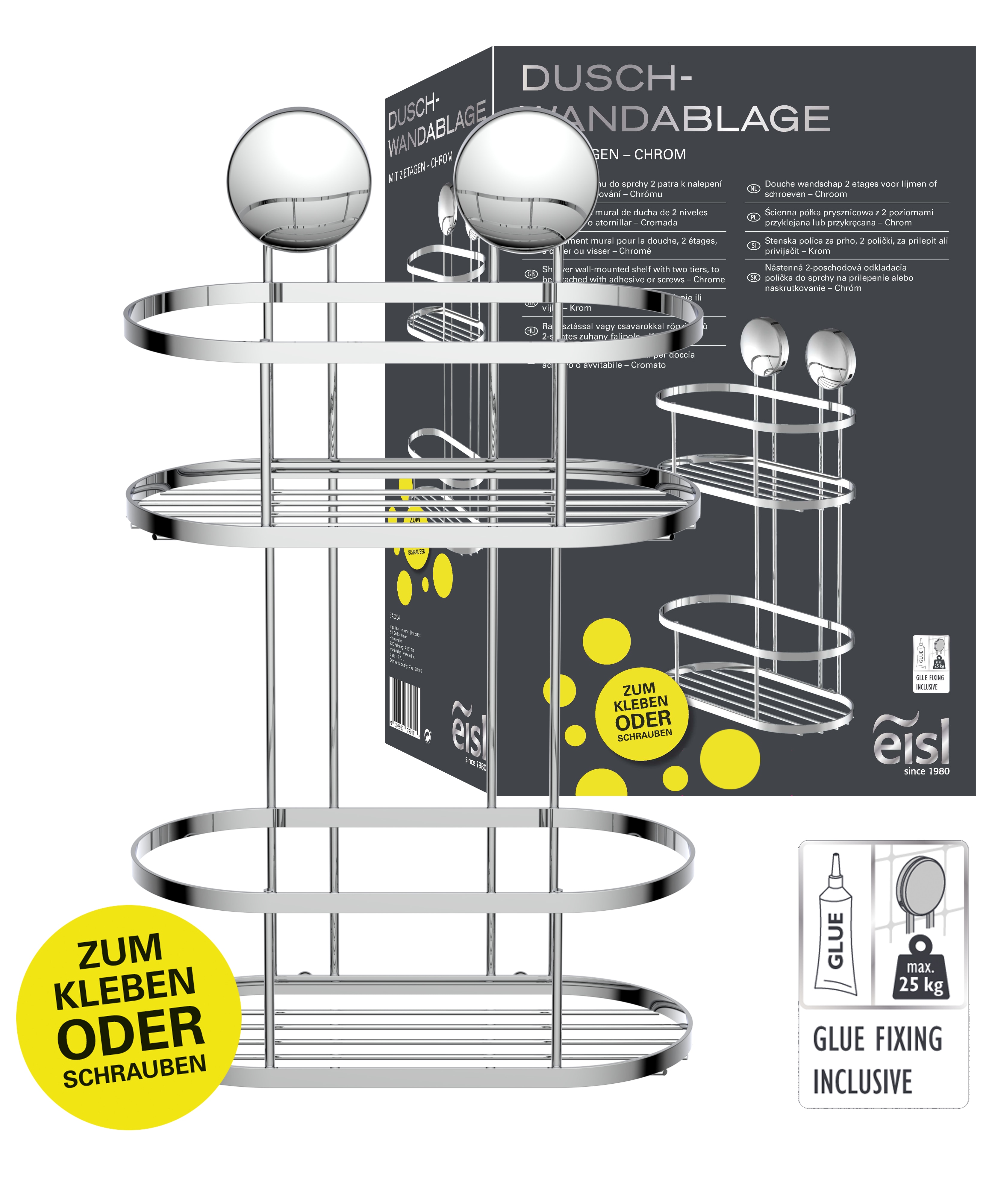 Eisl Duschregal ohne Bohren 2 Etagen Chrom - Bild 1