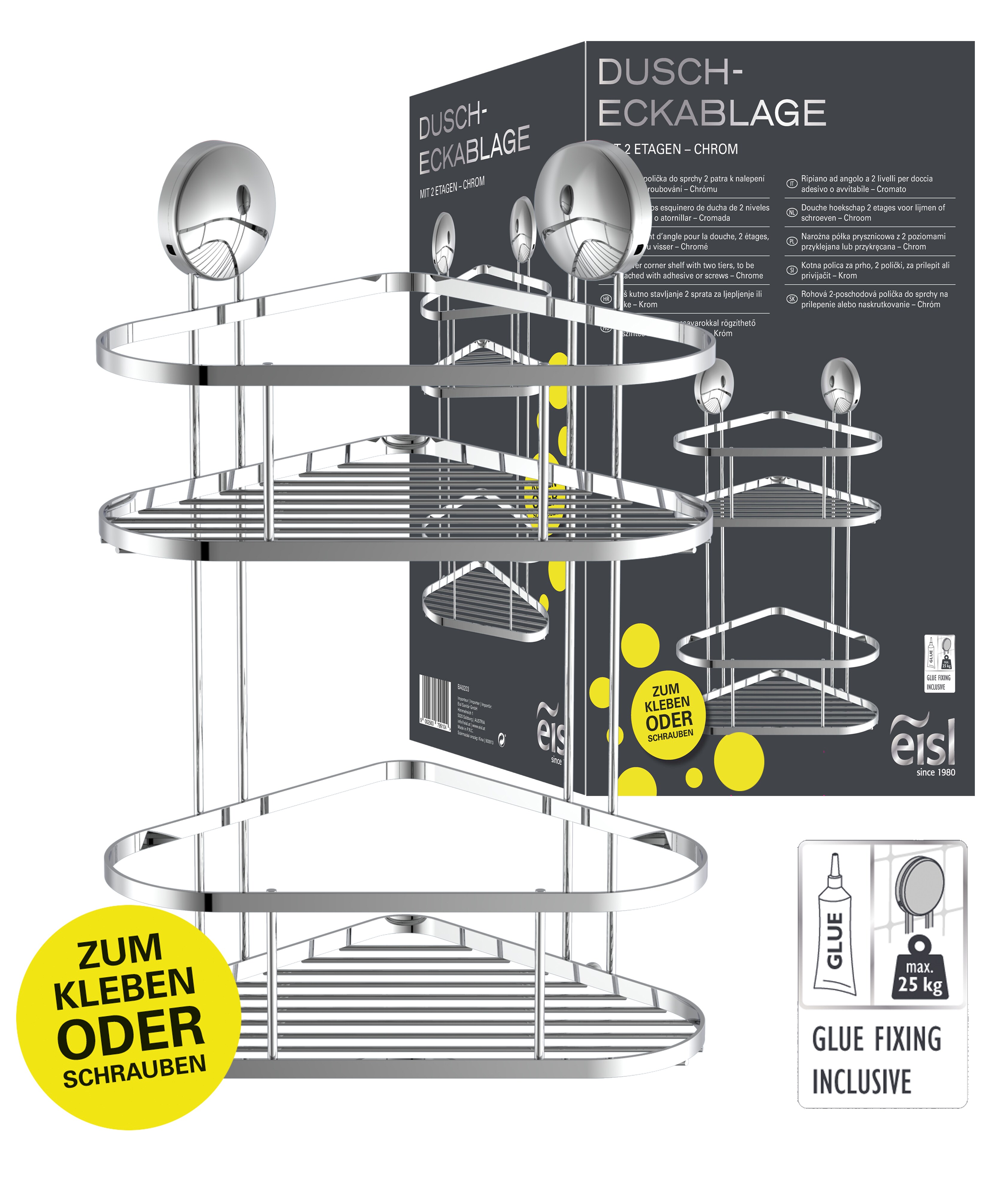 Eisl Duschregal ohne Bohren 2 Etagen Chrom - Bild 1