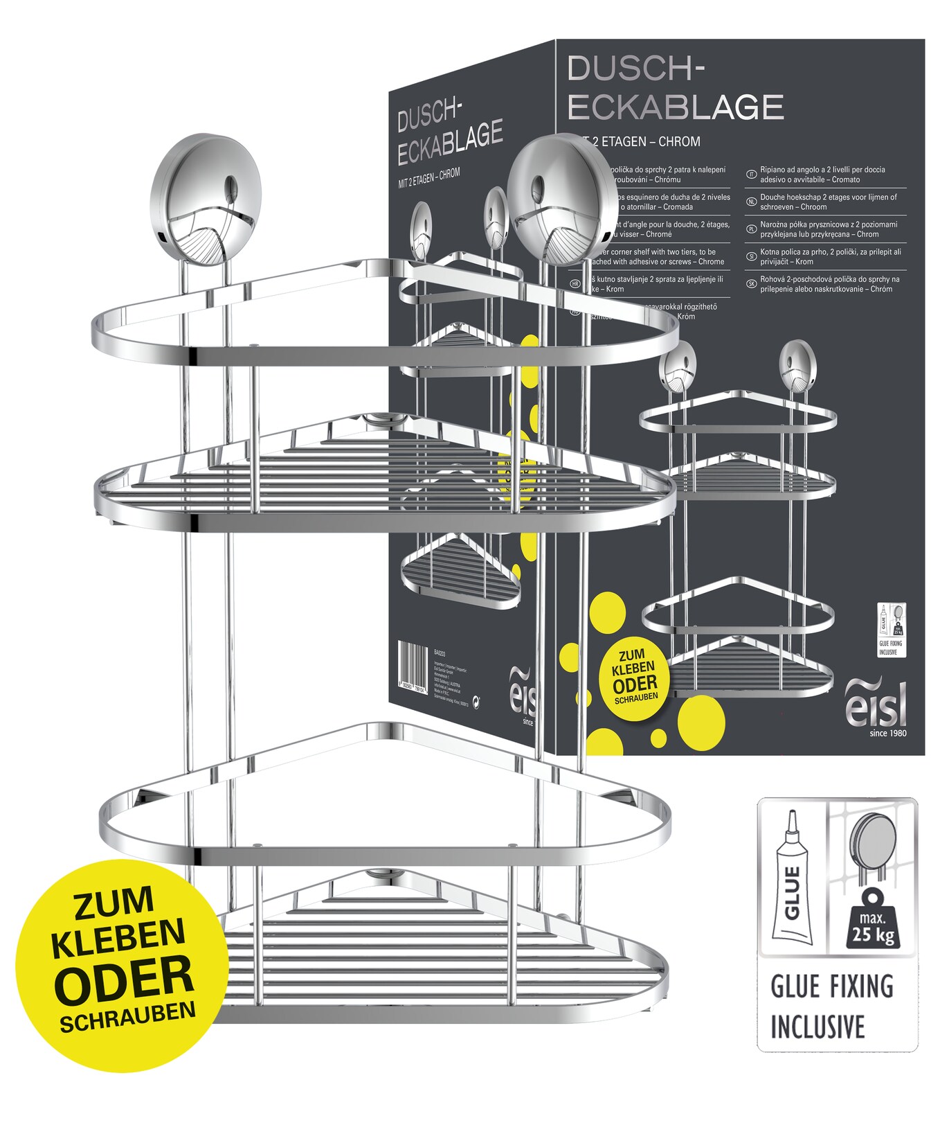Eisl Duschregal ohne Bohren 2 Etagen Chrom | 09002560799104