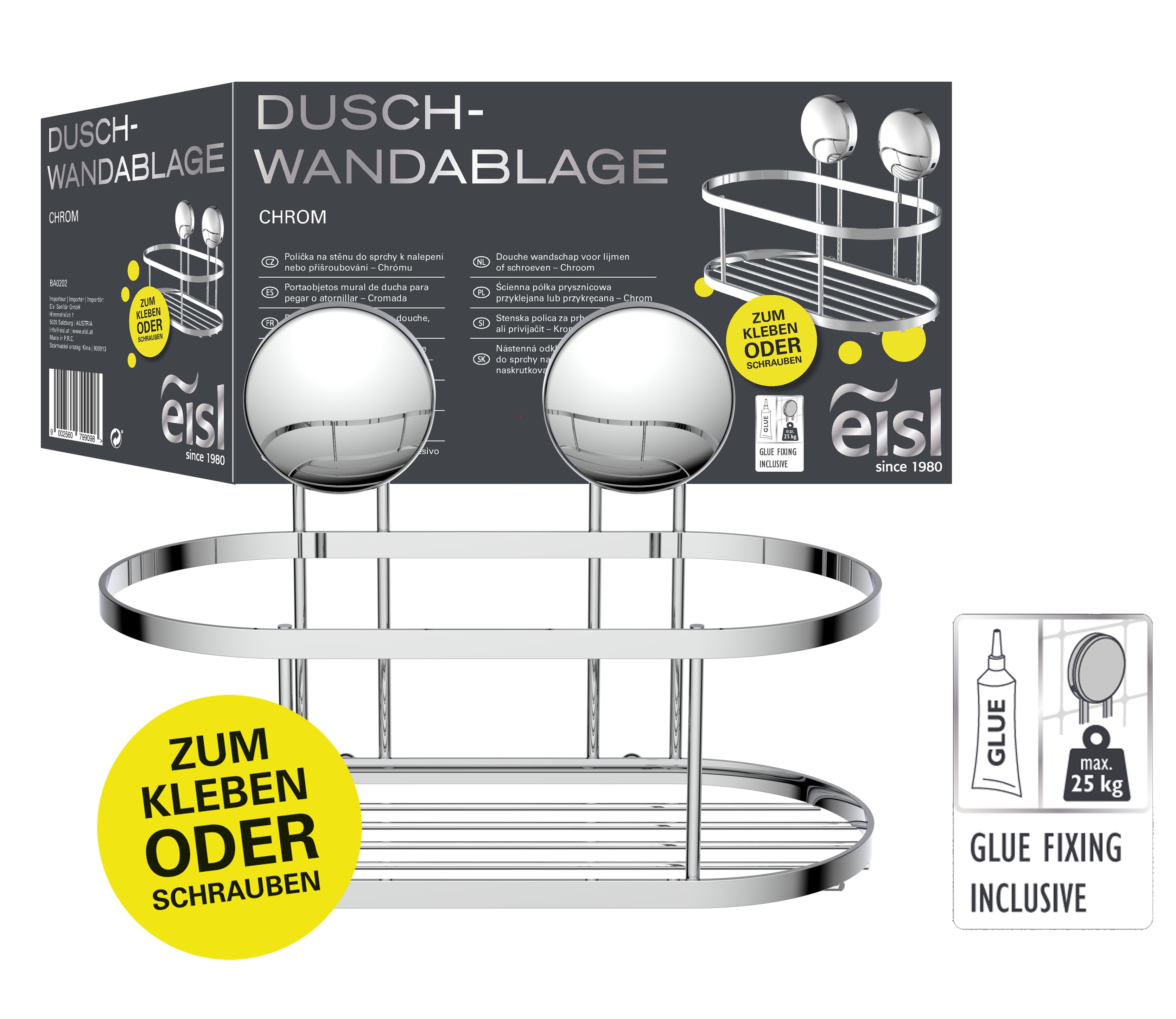Eisl Duschregal ohne Bohren Chrom - Bild 1