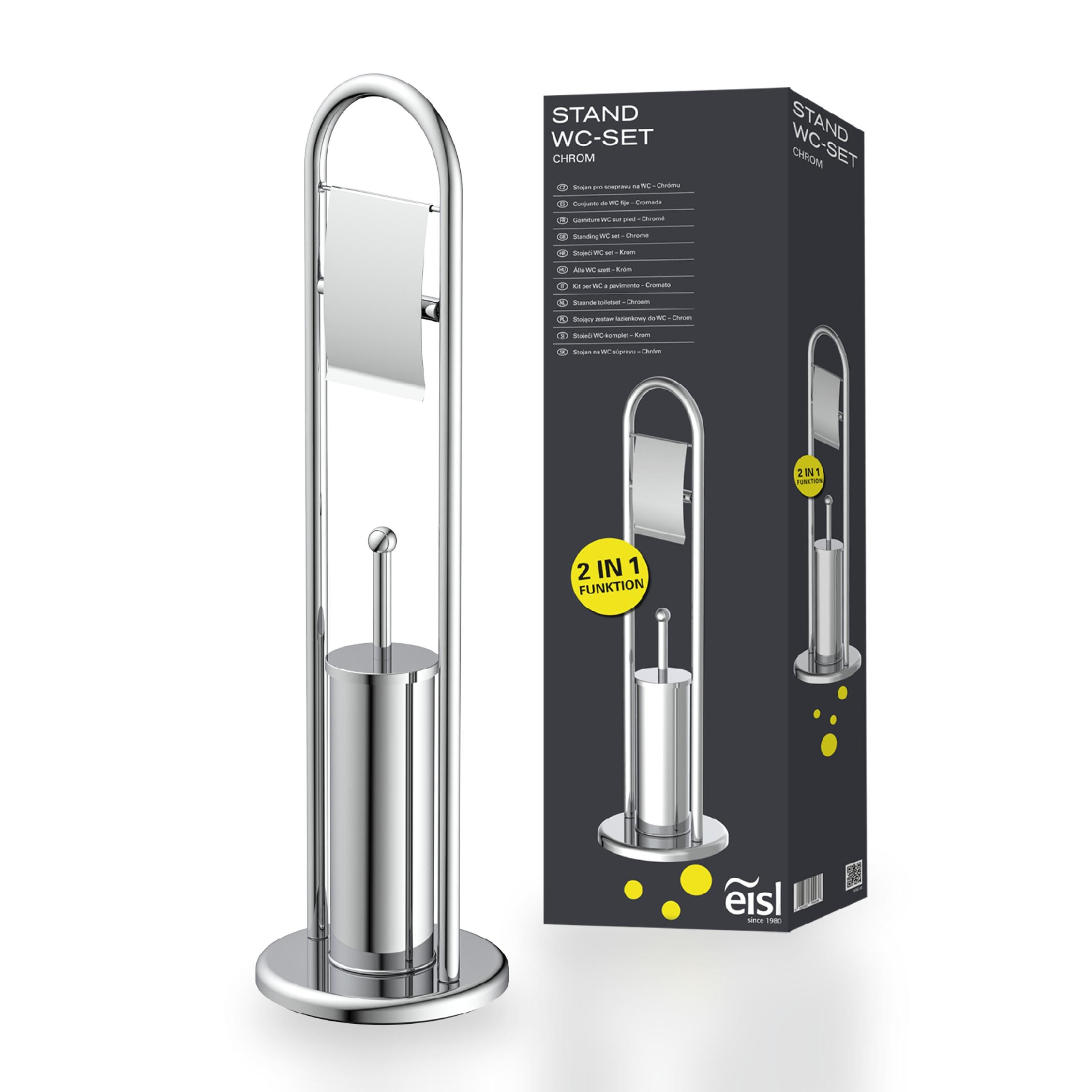 Eisl WC B&uuml;rstengarnitur freistehend mit Toilettenpapierhalter Edelstahl - Bild 1
