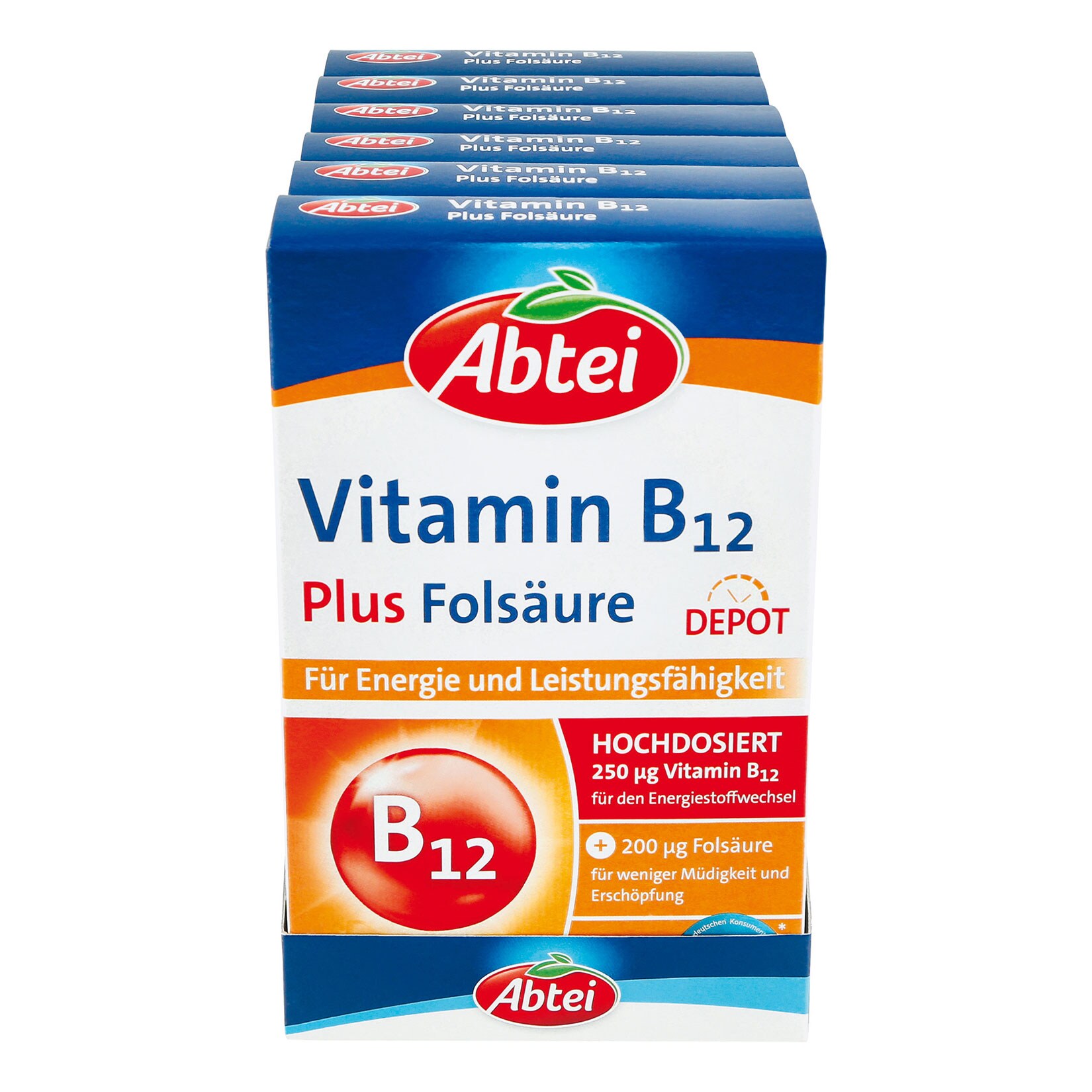 Abtei Vitamin B12 Plus Fols&auml;ure 30 St&uuml;ck 23 g, 6er Pack - Bild 1