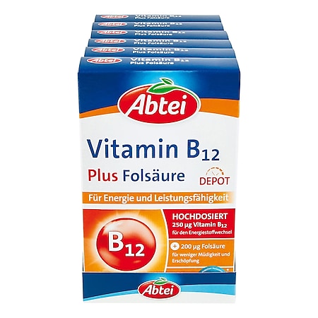 Abtei Vitamin B12 Plus Folsäure 30 Stück 23 g, 6er Pack - Bild 1
