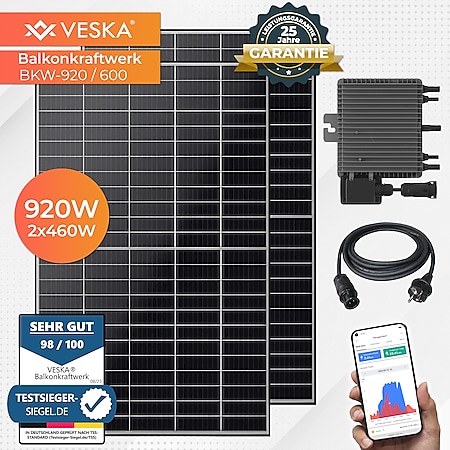 920 W / 600 W Balkonkraftwerk Photovoltaik Solaranlage Steckerfertig WIFI Smart - Bild 1