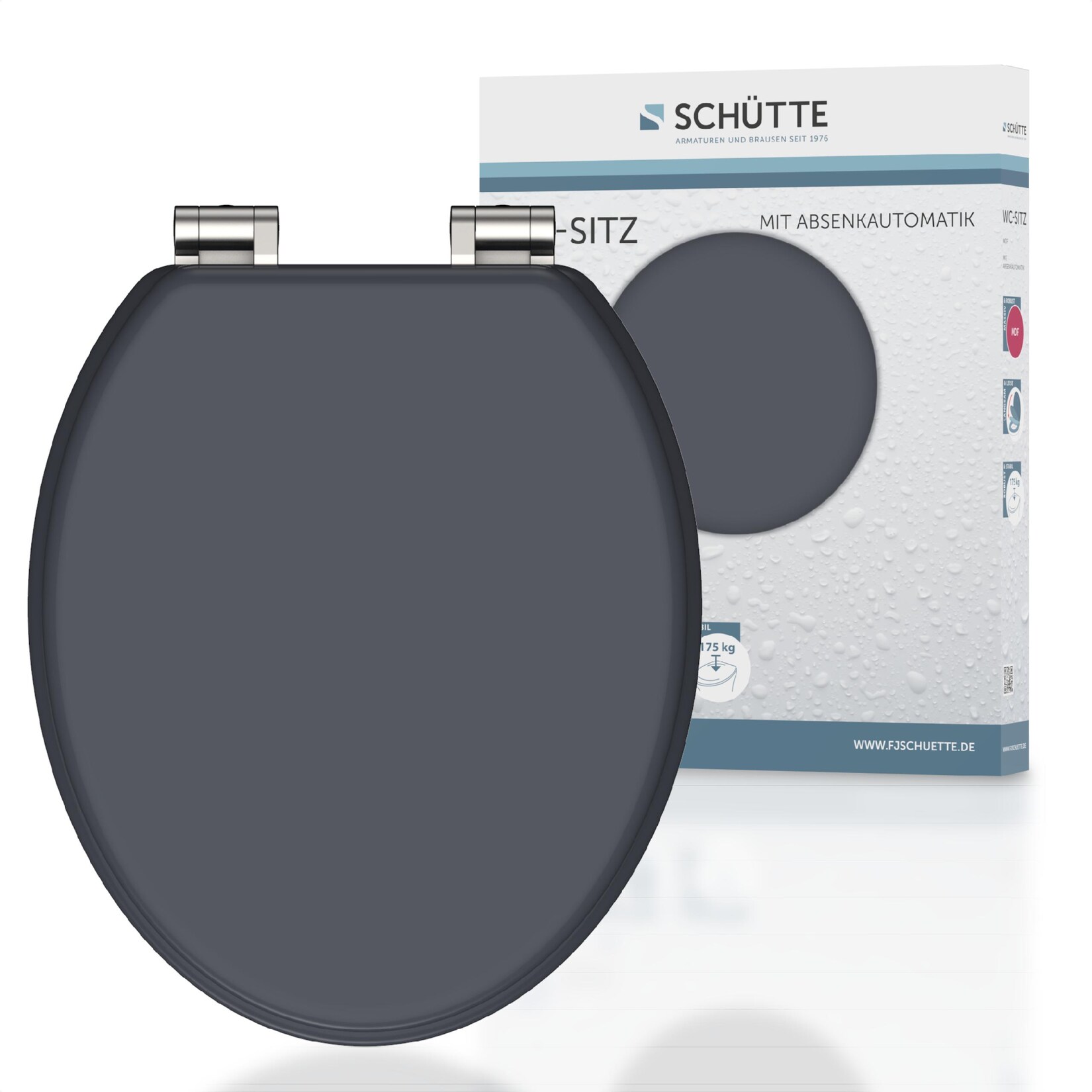 Schütte MDF WC Sitz SPIRIT ANTHRAZIT, Toilettendeckel mit Absenkautomatik