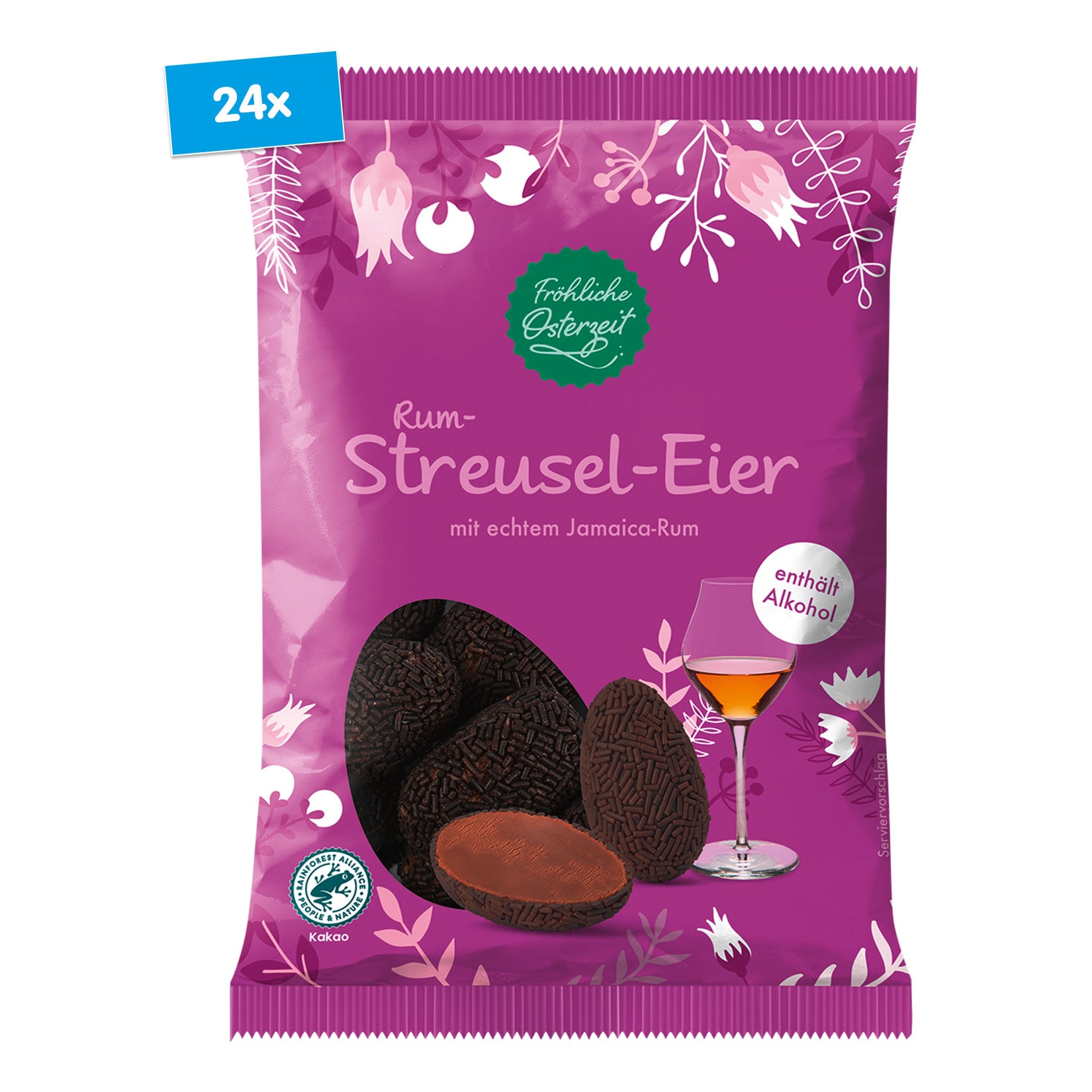 Fr&ouml;hliche Osterzeit Rum Streusel-Eier 200 g, 24er Pack - Bild 1
