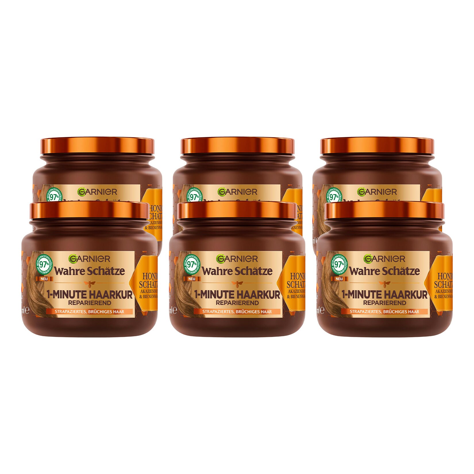 Garnier Wahre Sch&auml;tze Haarkur Honig 340 ml, 6er Pack - Bild 1
