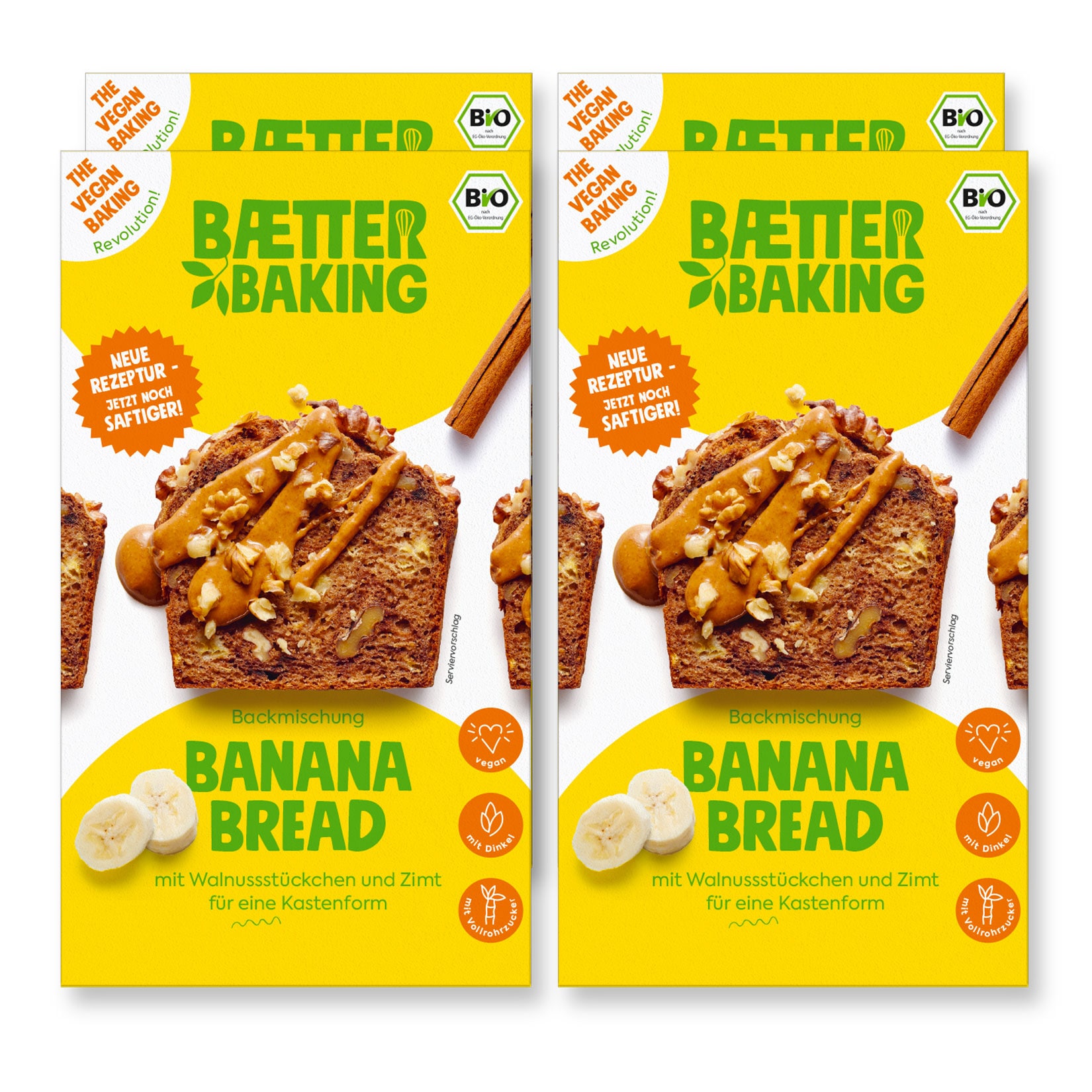 Baetter Baking Bio-Backmischung Banana Bread, 4er Pack - Bild 1