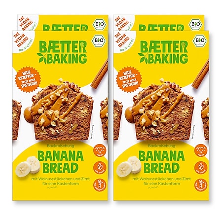 Baetter Baking Bio-Backmischung Banana Bread, 4er Pack - Bild 1