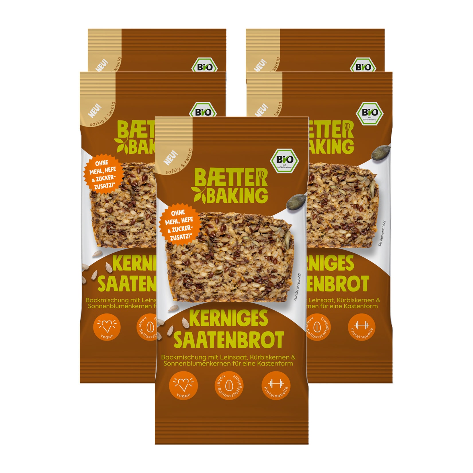 Baetter Baking Bio-Backmischung Kerniges Saatenbrot, 5er Pack - Bild 1